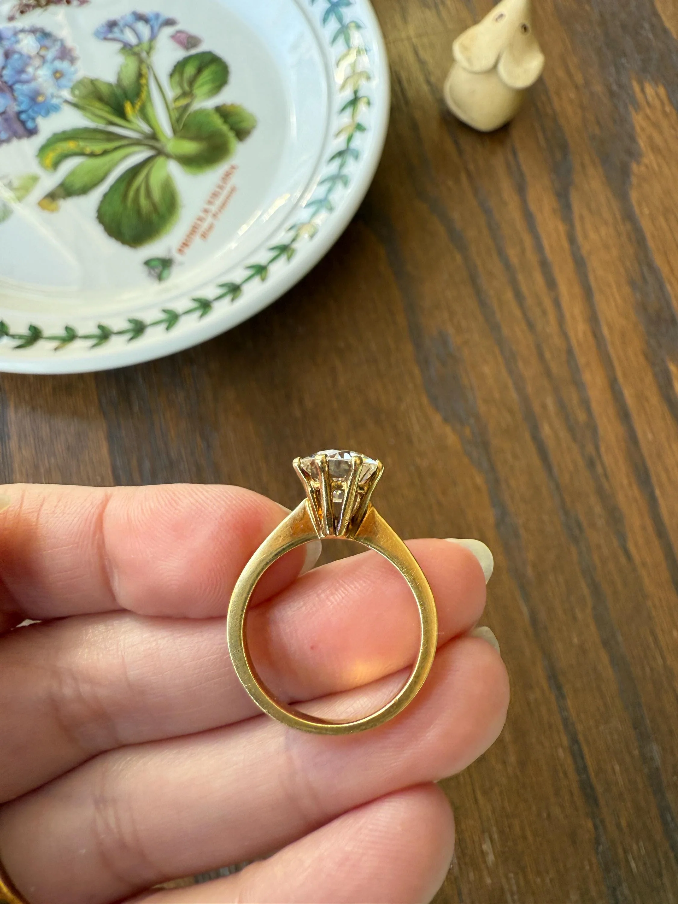 Exceptional Antique 2.6 CARAT Old European Cut DIAMOND Solitaire Engagement Ring 18k Gold Solid Yellow Tall Prong Setting Stacker - Image 20