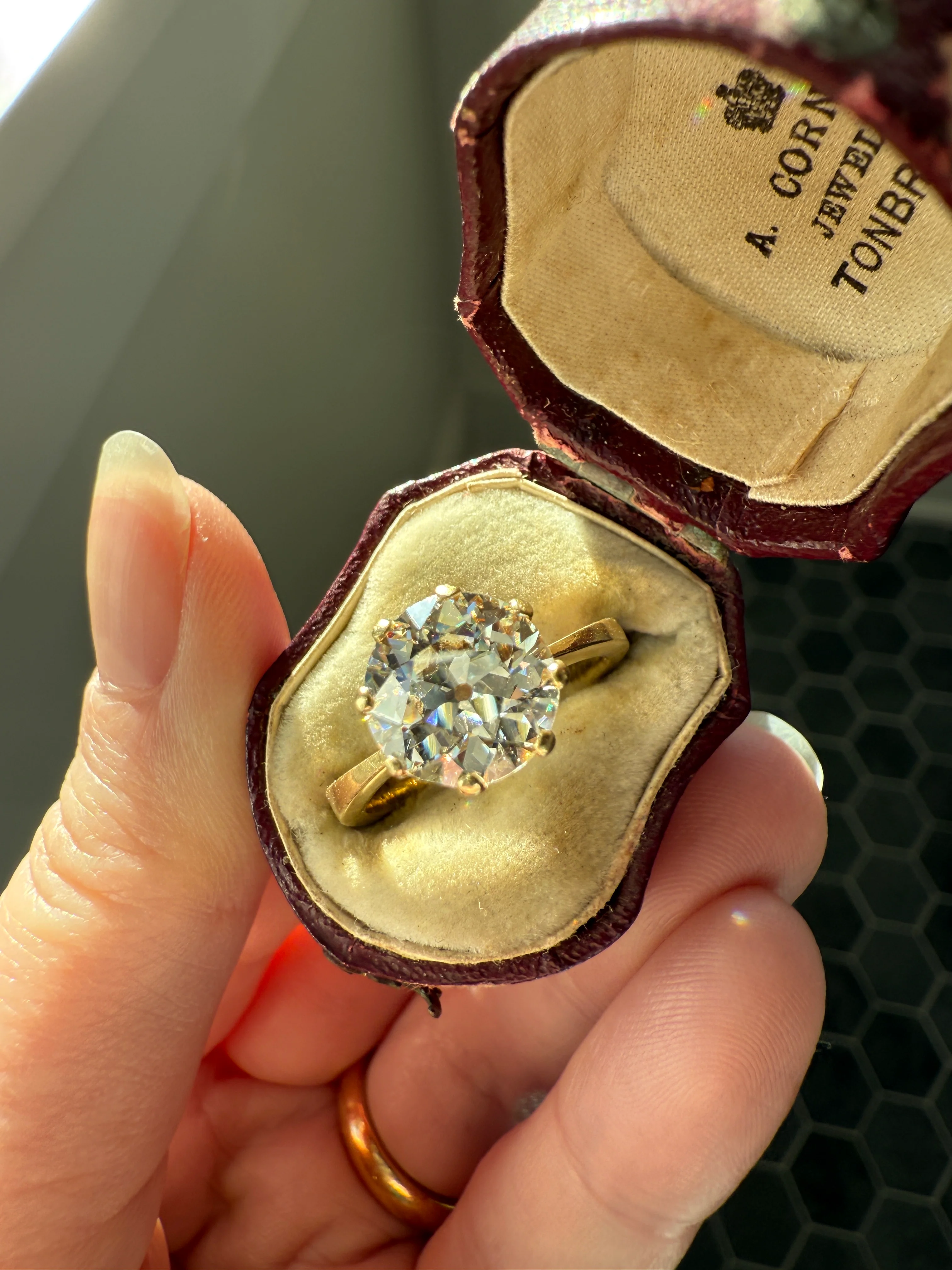 Exceptional Antique 2.6 CARAT Old European Cut DIAMOND Solitaire Engagement Ring 18k Gold Solid Yellow Tall Prong Setting Stacker - Image 24