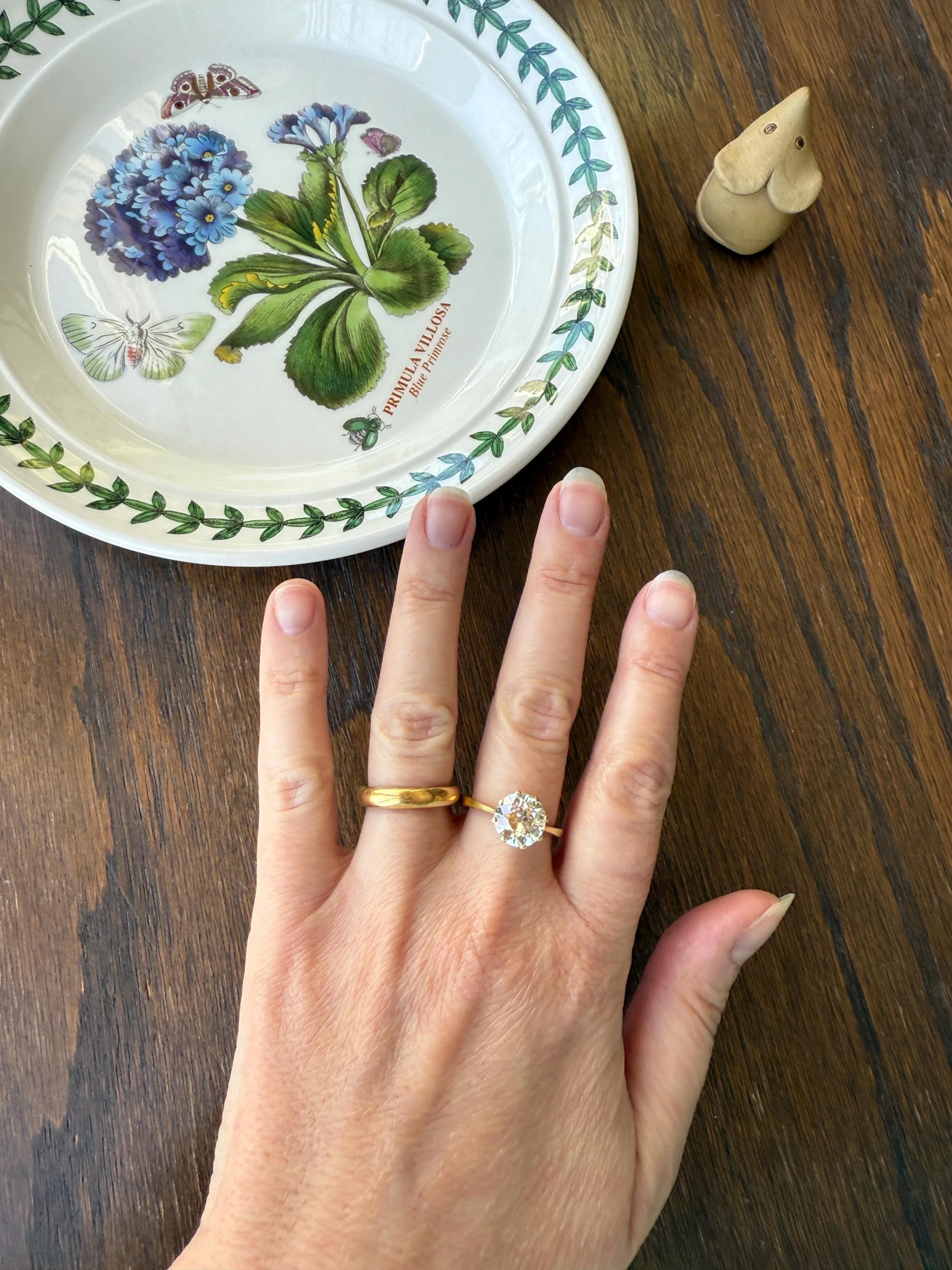 Exceptional Antique 2.6 CARAT Old European Cut DIAMOND Solitaire Engagement Ring 18k Gold Solid Yellow Tall Prong Setting Stacker - Image 3