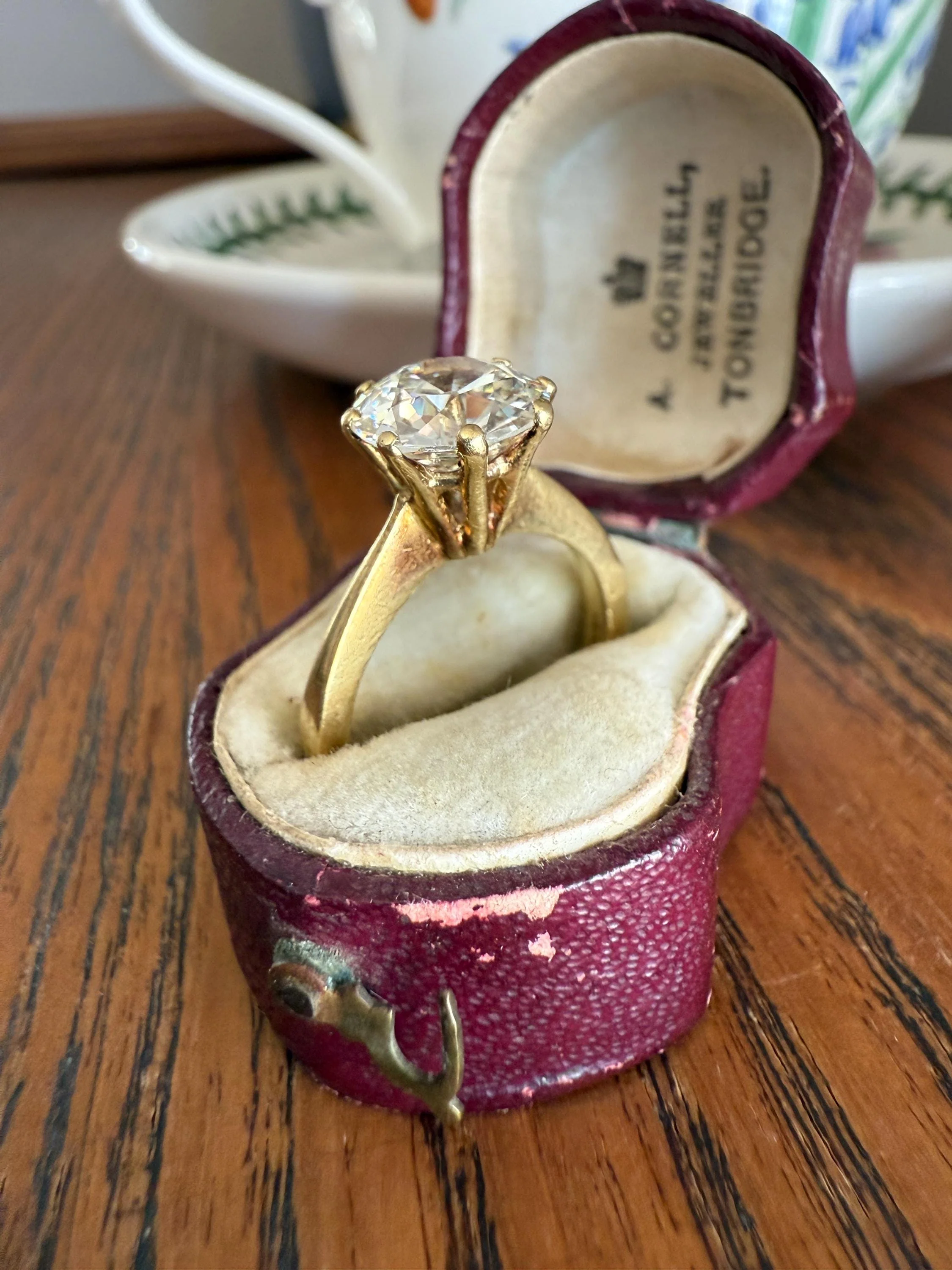 Exceptional Antique 2.6 CARAT Old European Cut DIAMOND Solitaire Engagement Ring 18k Gold Solid Yellow Tall Prong Setting Stacker - Image 5