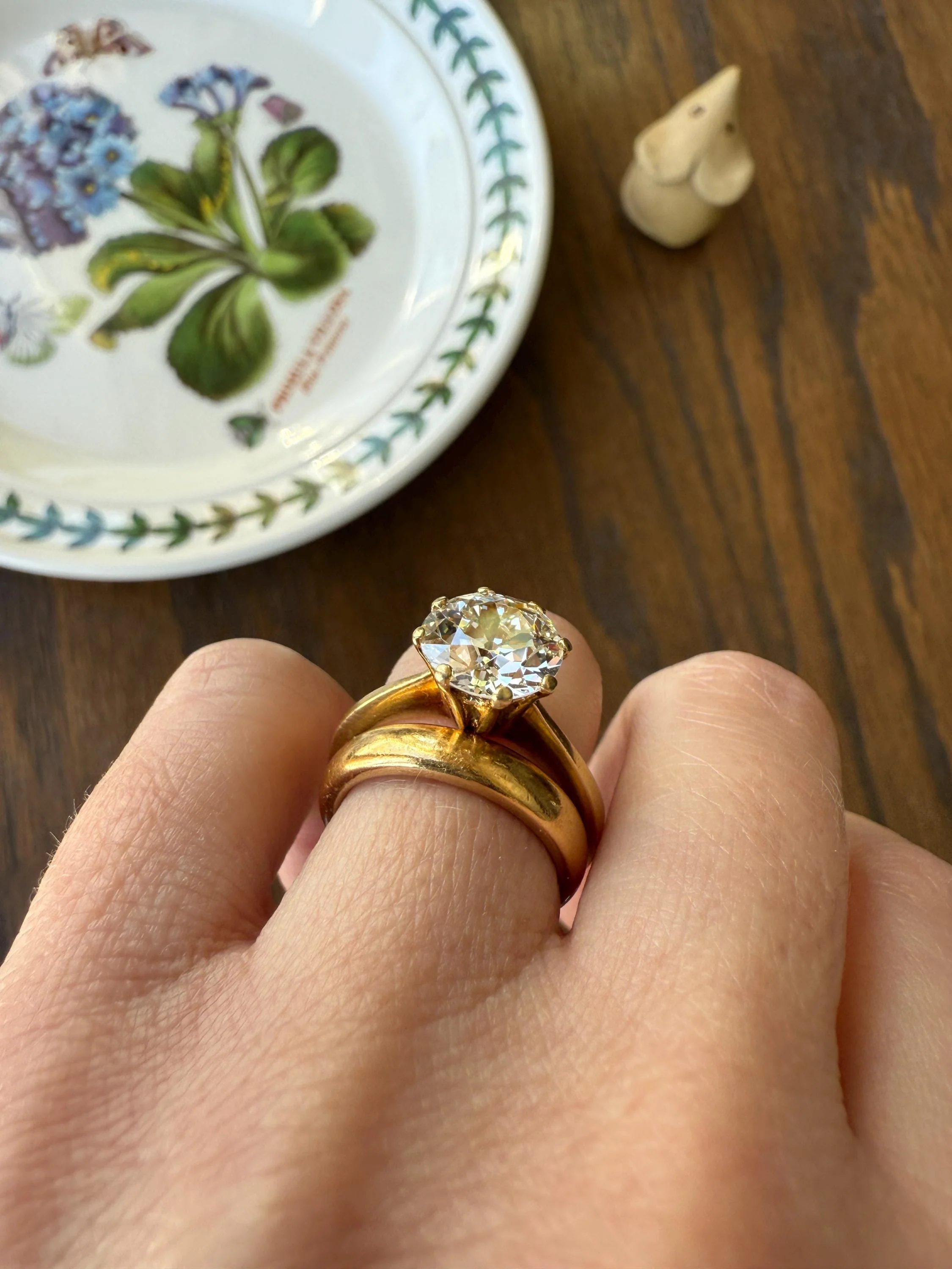 Exceptional Antique 2.6 CARAT Old European Cut DIAMOND Solitaire Engagement Ring 18k Gold Solid Yellow Tall Prong Setting Stacker - Image 8