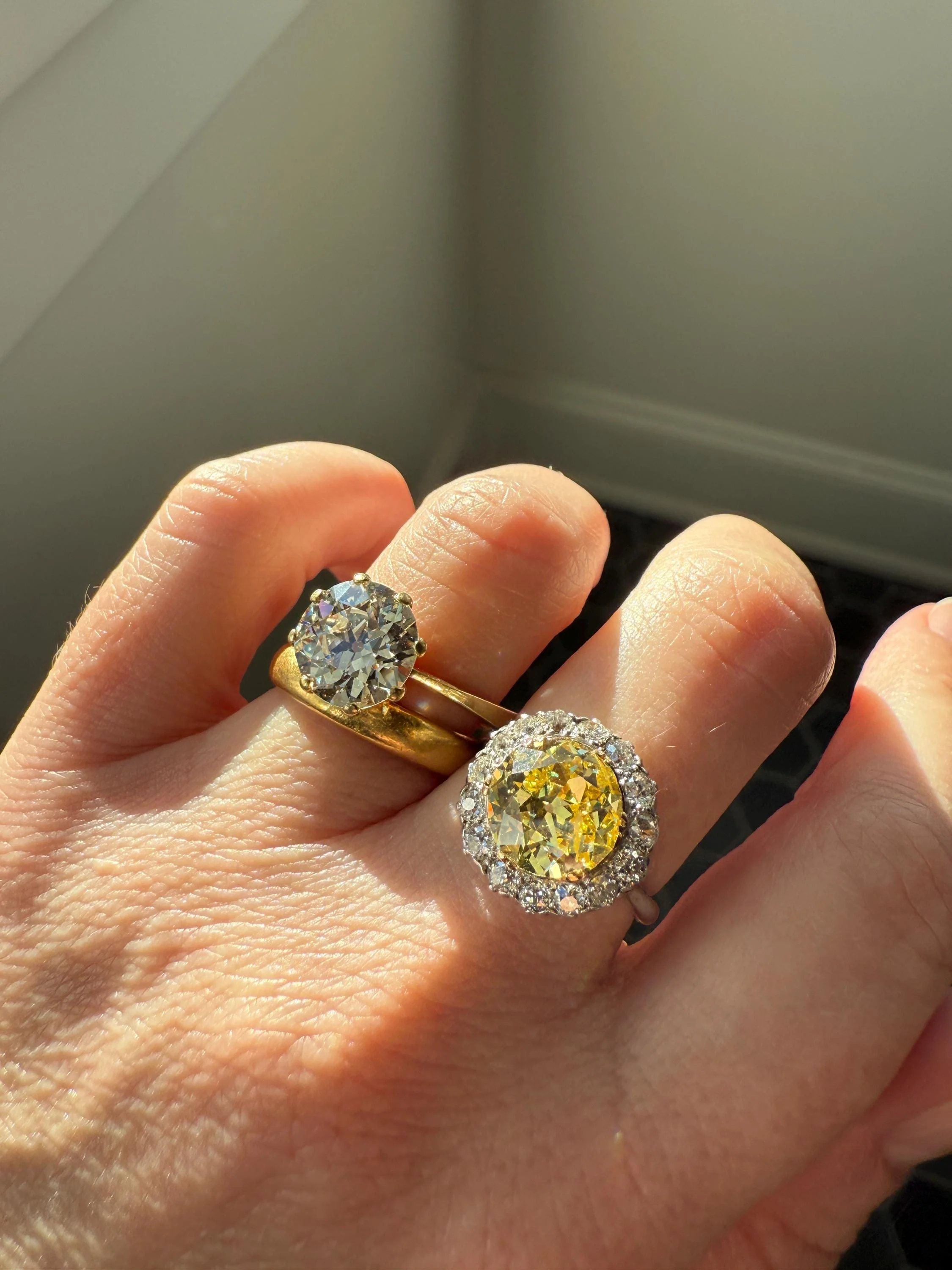 Exceptional Antique 2.6 CARAT Old European Cut DIAMOND Solitaire Engagement Ring 18k Gold Solid Yellow Tall Prong Setting Stacker - Image 9