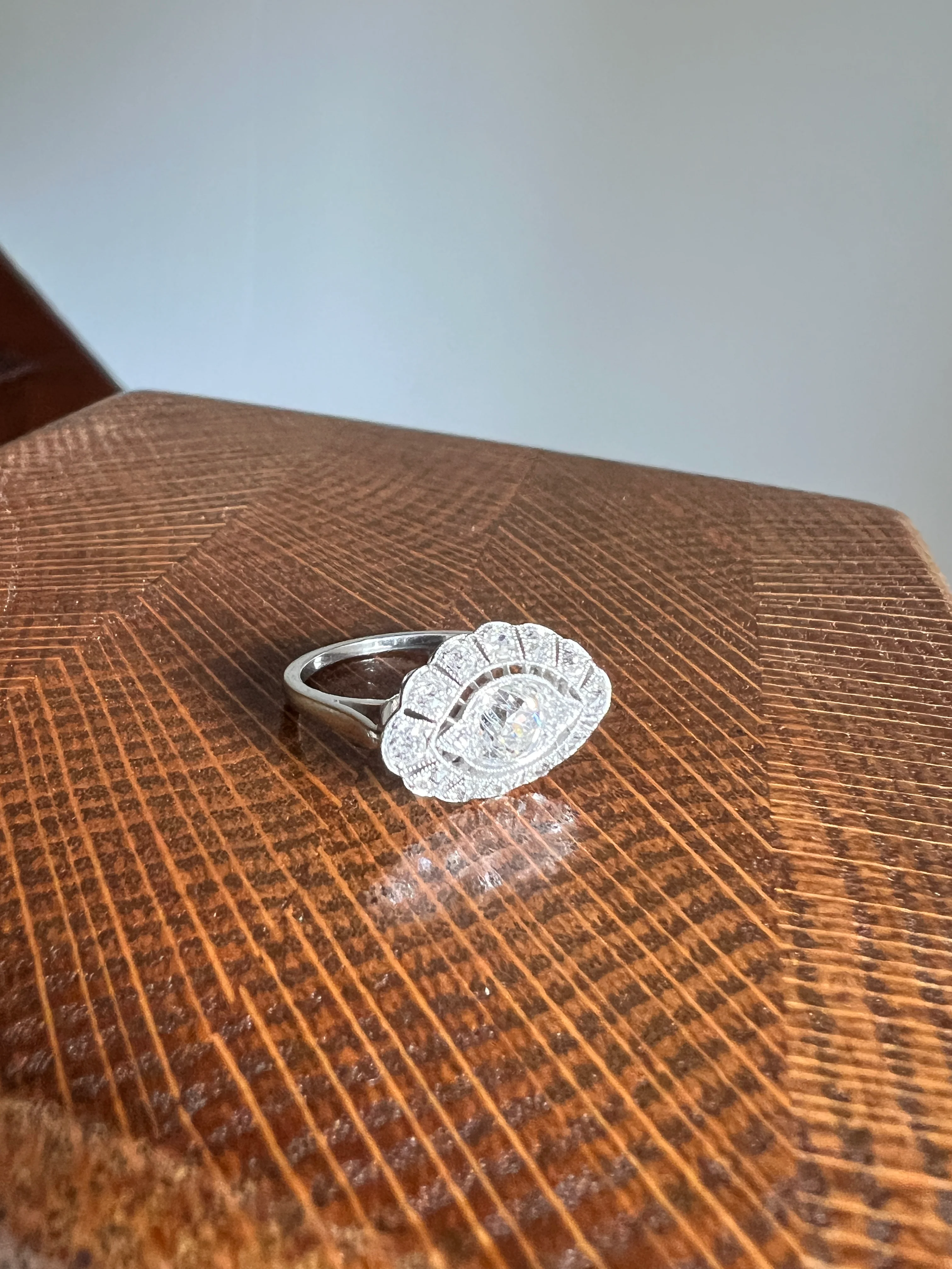 Exceptional Antique EYE CLEAN Old Mine Cut DIAMOND 1.7 Carat East West Platinum Halo Ring Edwardian Cluster - Image 25