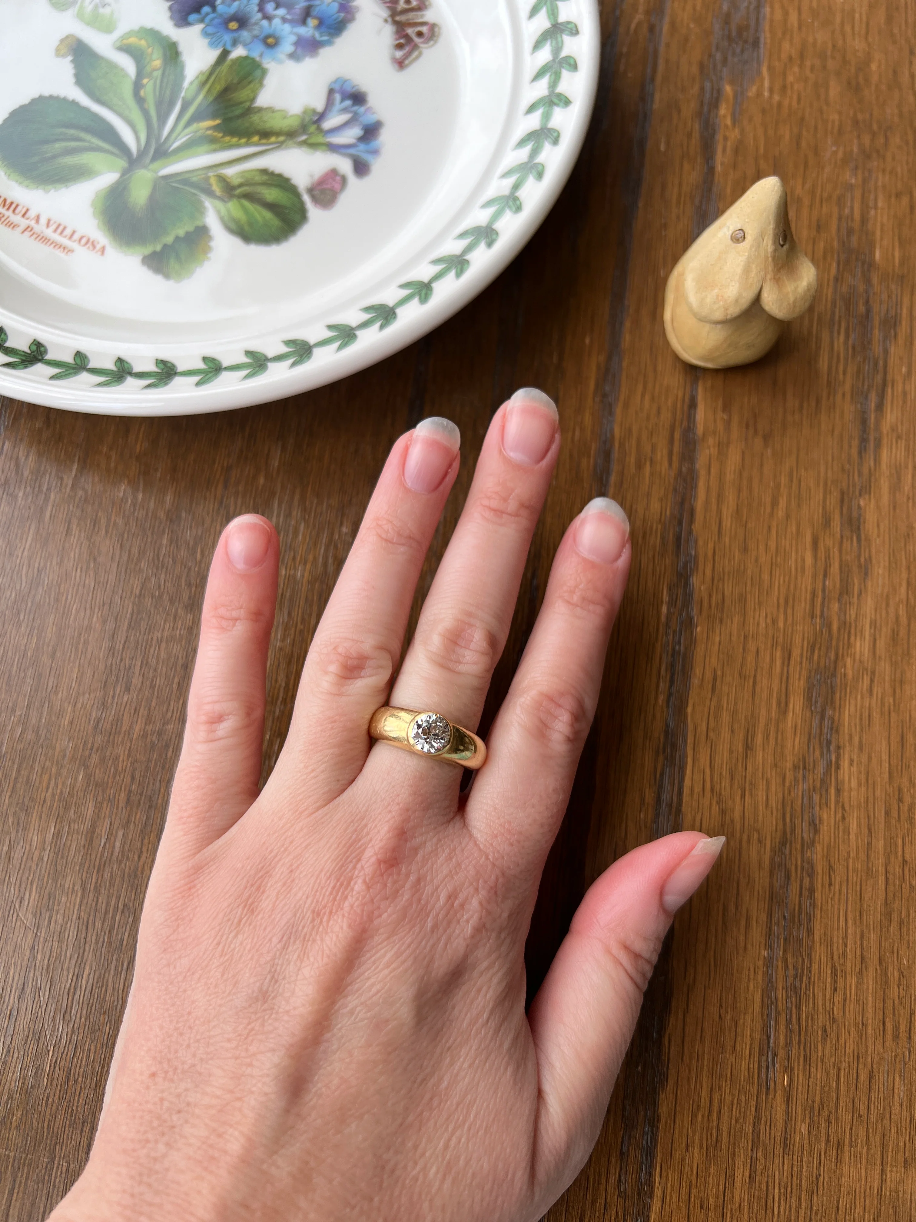 Eye Clean 1.2 Carat Old Mine Cut DIAMOND Antique Stone 18k Gold Vintage Gypsy Ring Solitaire Chunky Band - Image 15