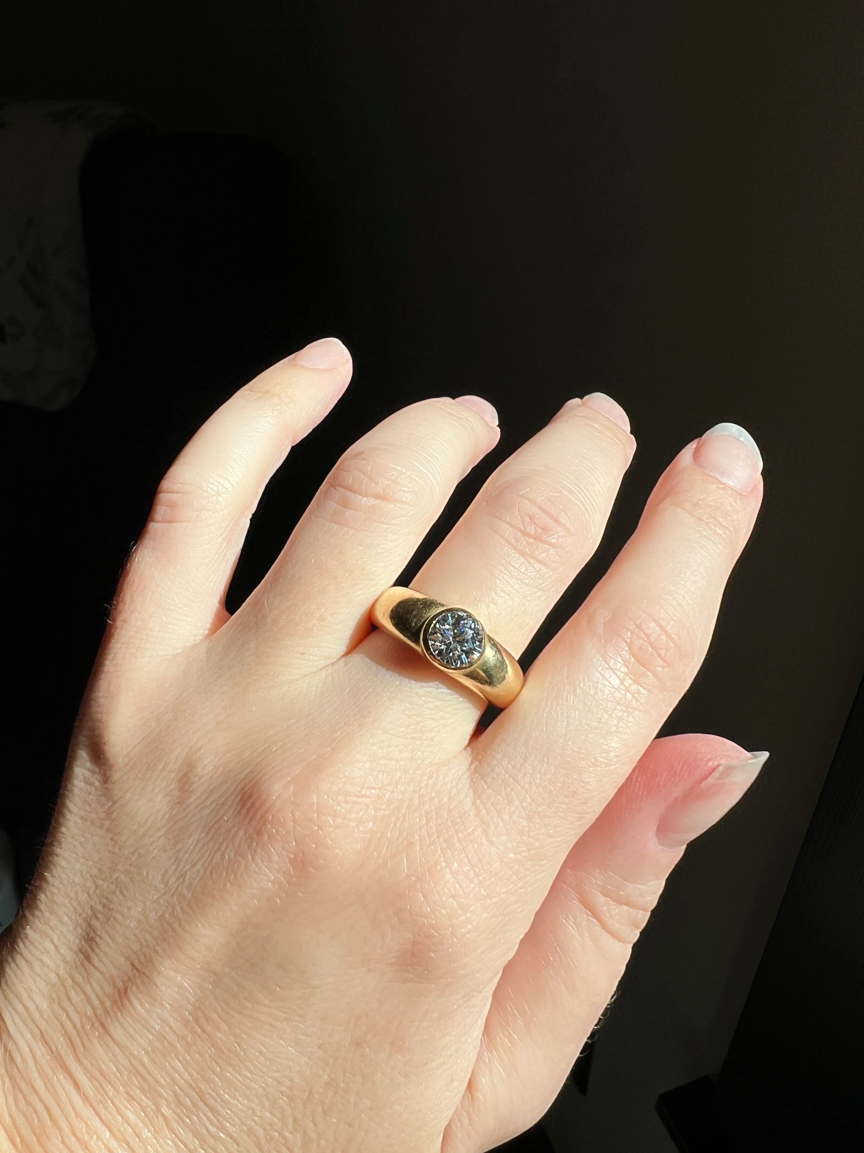 Eye Clean 1.2 Carat Old Mine Cut DIAMOND Antique Stone 18k Gold Vintage Gypsy Ring Solitaire Chunky Band - Image 22