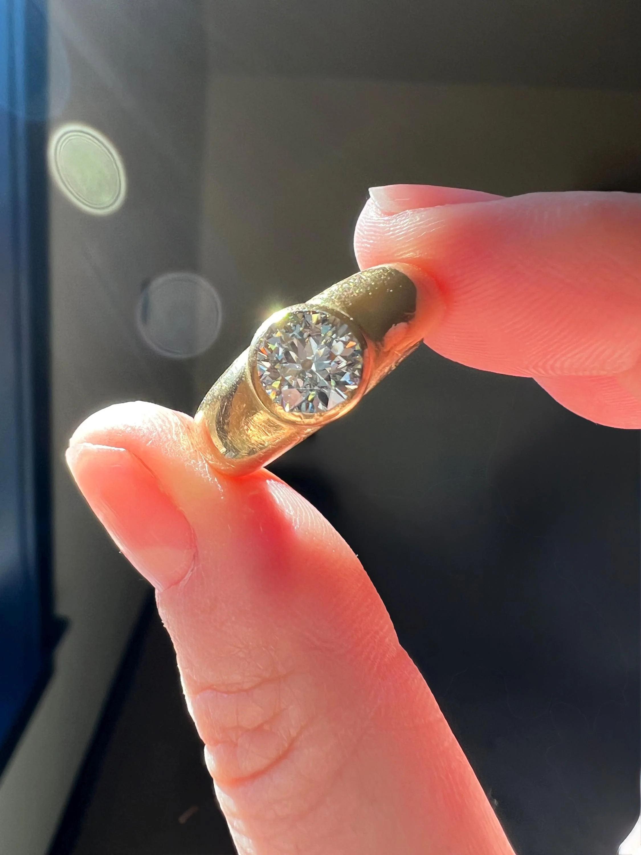 Eye Clean 1.2 Carat Old Mine Cut DIAMOND Antique Stone 18k Gold Vintage Gypsy Ring Solitaire Chunky Band - Image 5