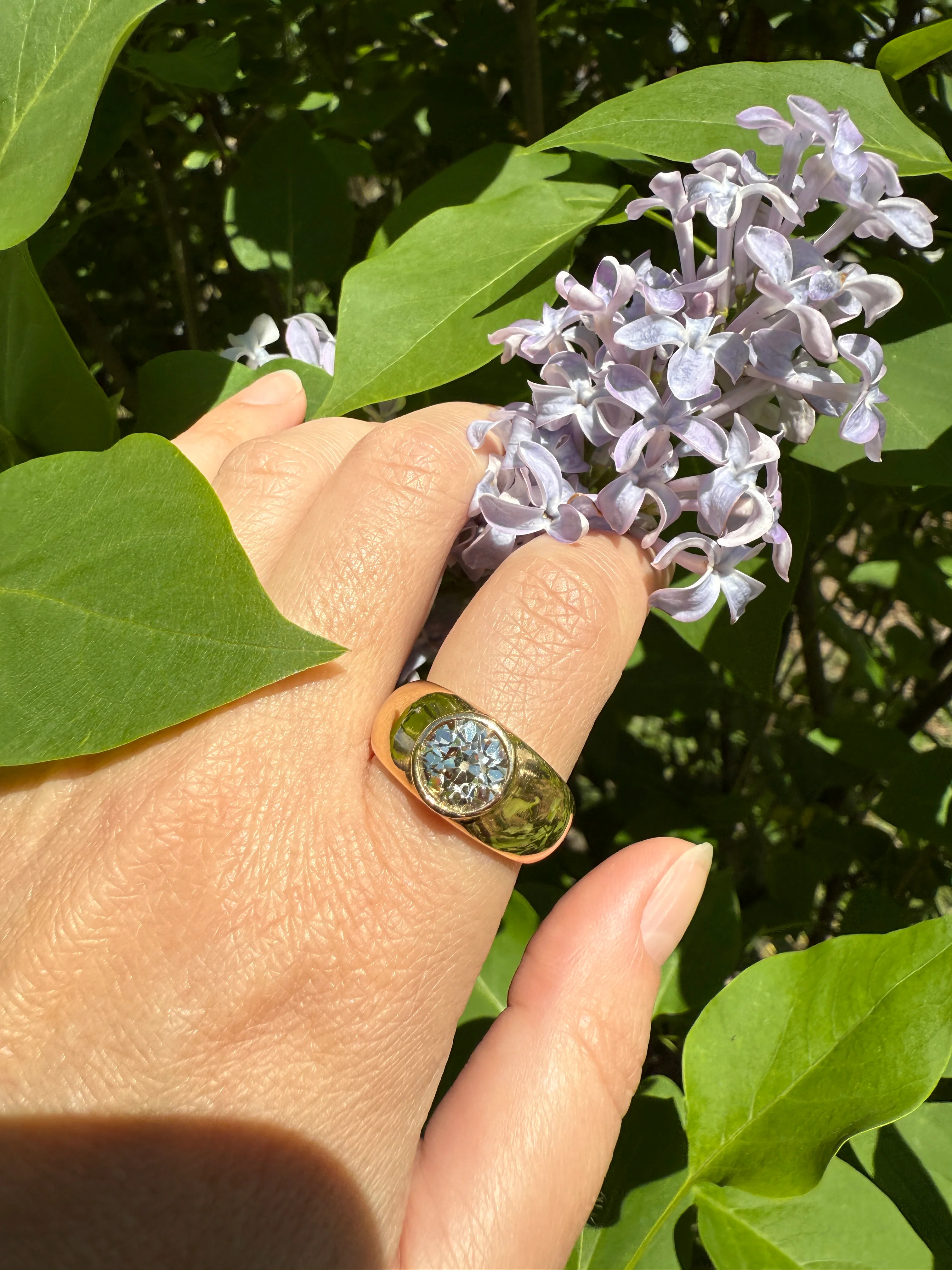 Eye Clean 2.3 Carat Old Mine Cut DIAMOND Antique Stone 18k Gold Vintage Unisex Gypsy Ring Solitaire Chunky Wide Band - Image 18
