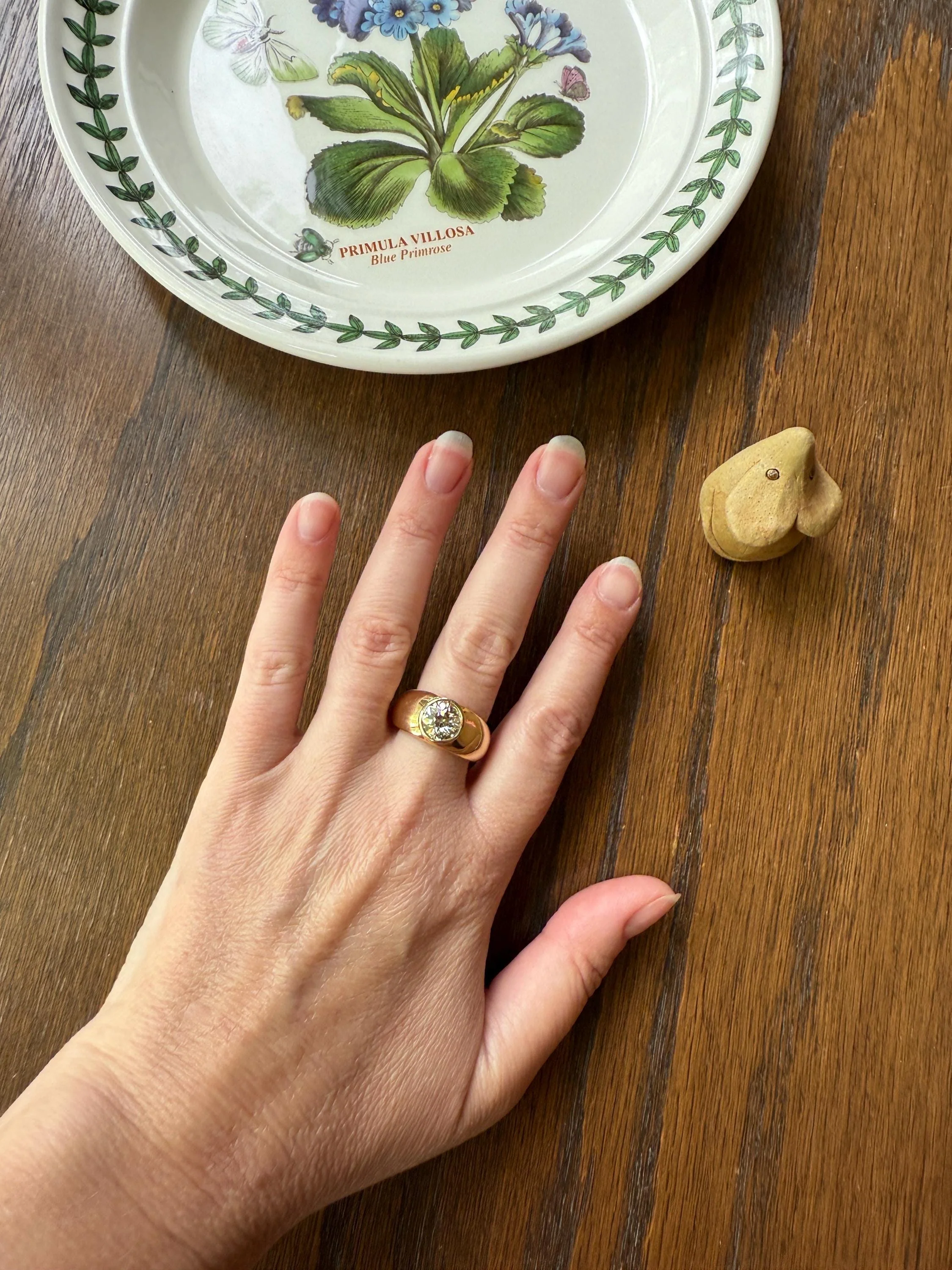 Eye Clean 2.3 Carat Old Mine Cut DIAMOND Antique Stone 18k Gold Vintage Unisex Gypsy Ring Solitaire Chunky Wide Band - Image 6