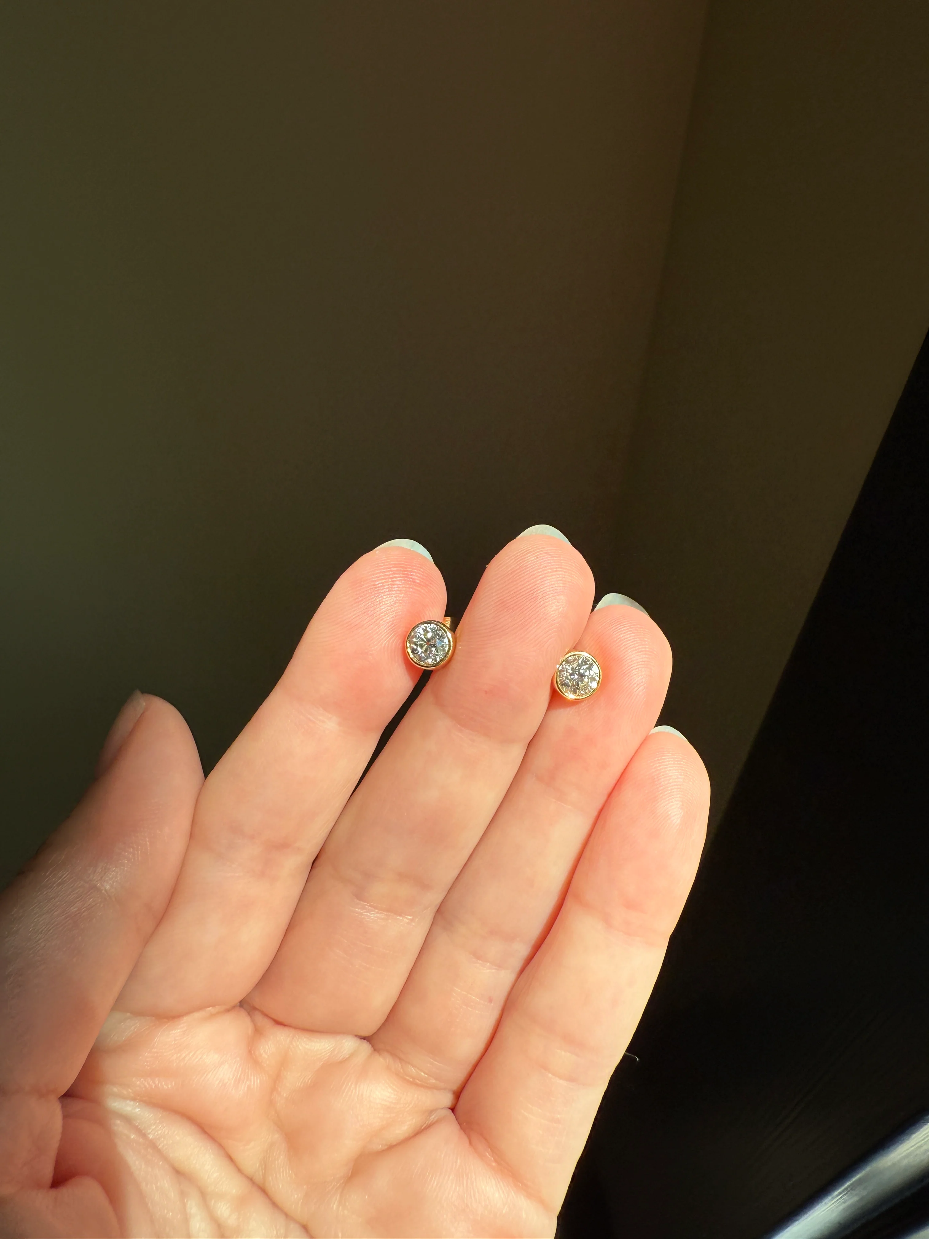 Eye Clean! Bezel Set Old Mine Cut 1 Carat Tdw DIAMOND Stud Earrings 18k GOLD Fiery Antique Stones Minimalist 1ctw OMC - Image 17