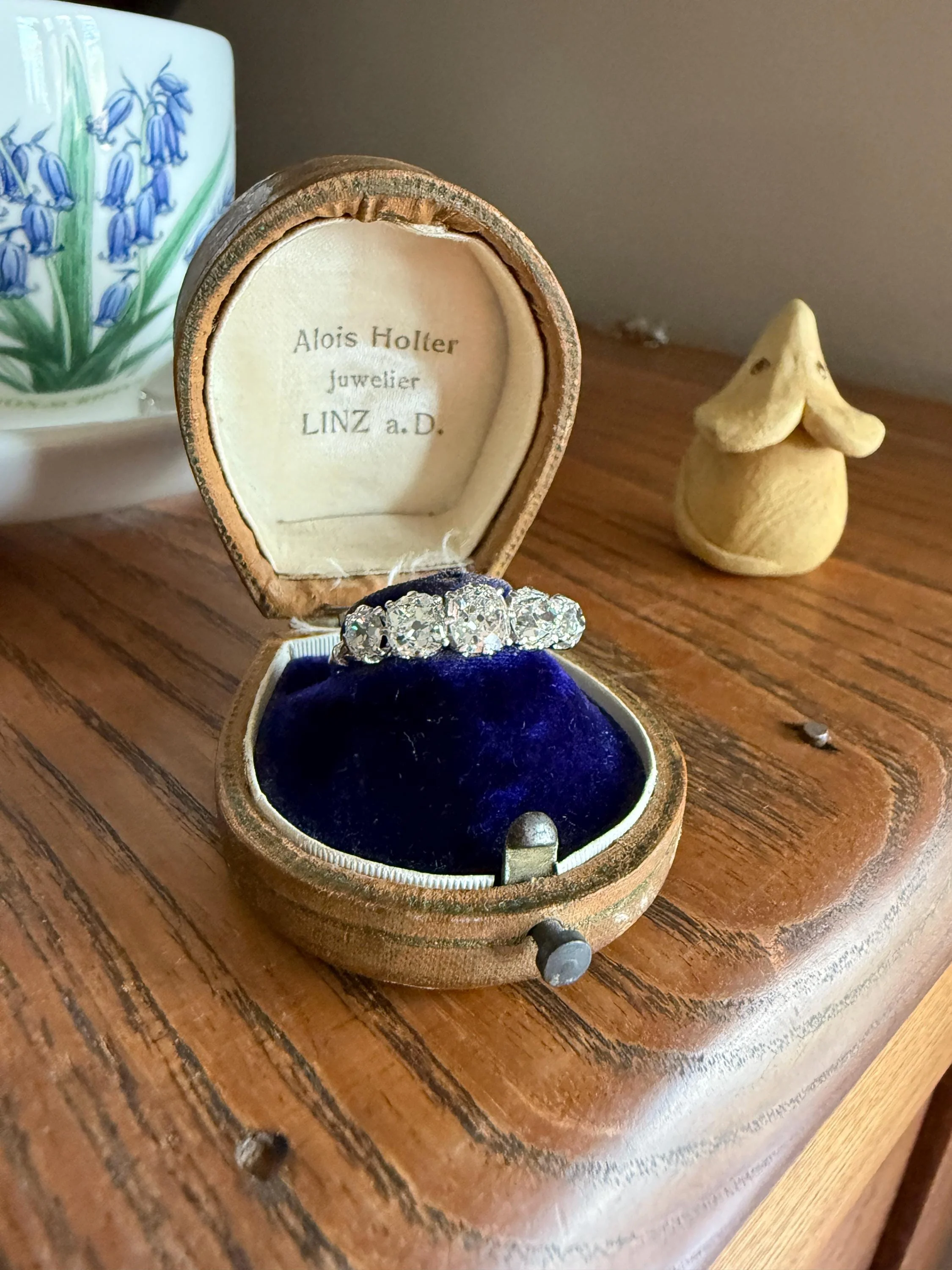 Fabulous 2.4 Carat Chunky Antique Natural Old Mine Cut DIAMOND Eye Clean Five Stone Band French 18k White Gold Platinum Solid Stacker Gift - Image 18