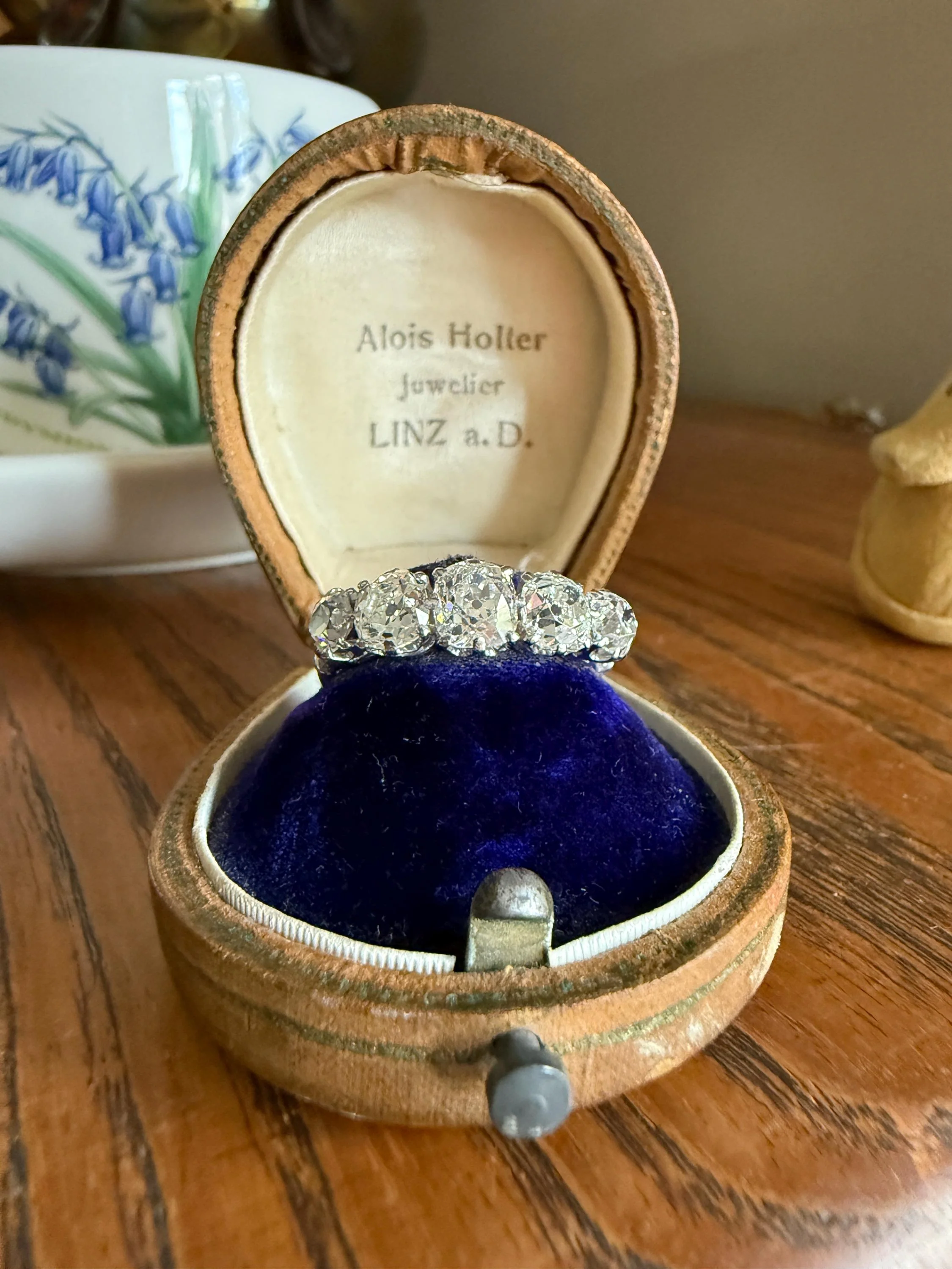 Fabulous 2.4 Carat Chunky Antique Natural Old Mine Cut DIAMOND Eye Clean Five Stone Band French 18k White Gold Platinum Solid Stacker Gift - Image 20
