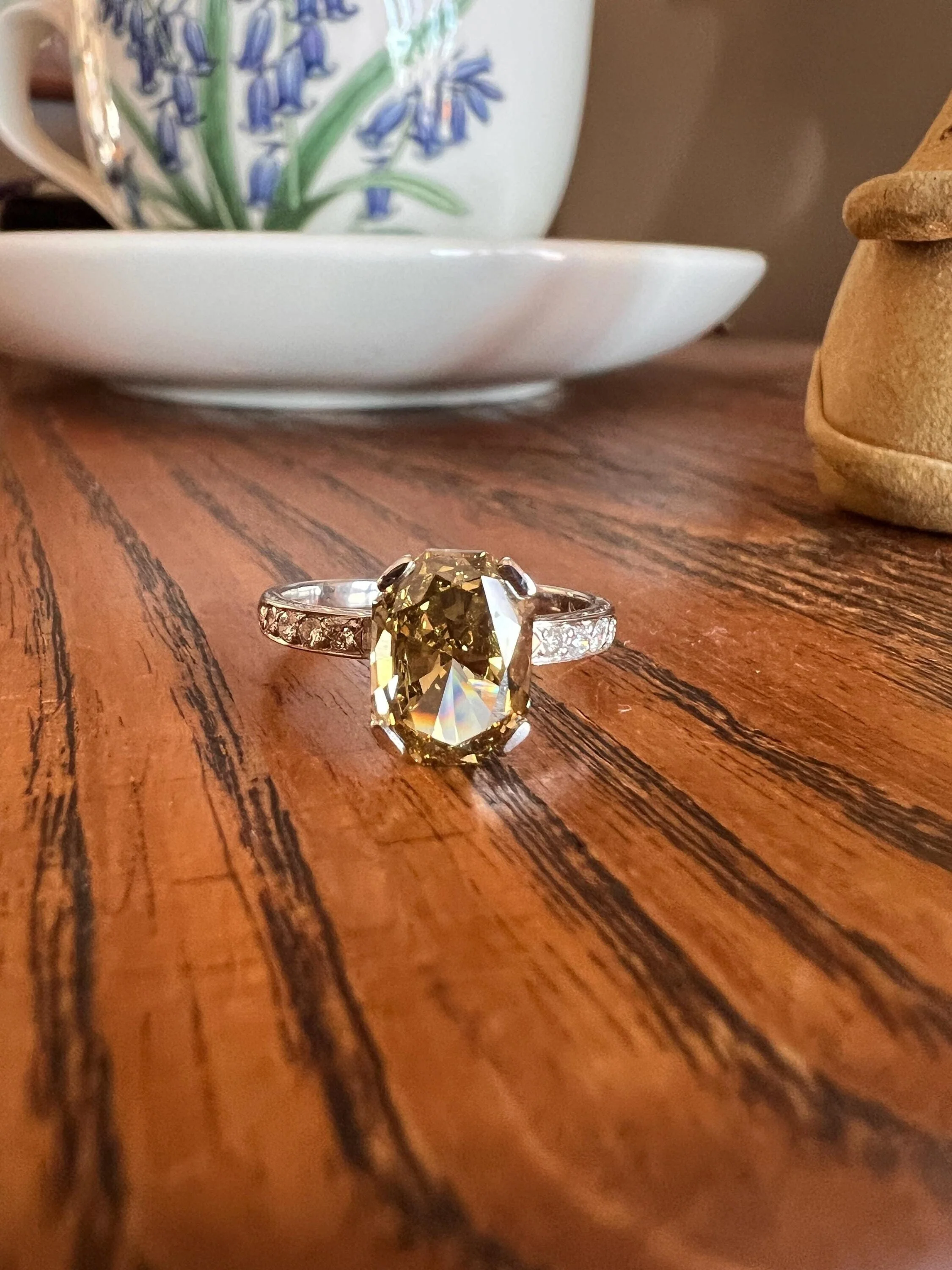 Fancy BROWN Yellow Eye Clean Elongated Octagon Brilliant Cut DIAMOND Ring 2.5 Carat Tdw Platinum Hidden Halo Engagement Solitaire - Image 11