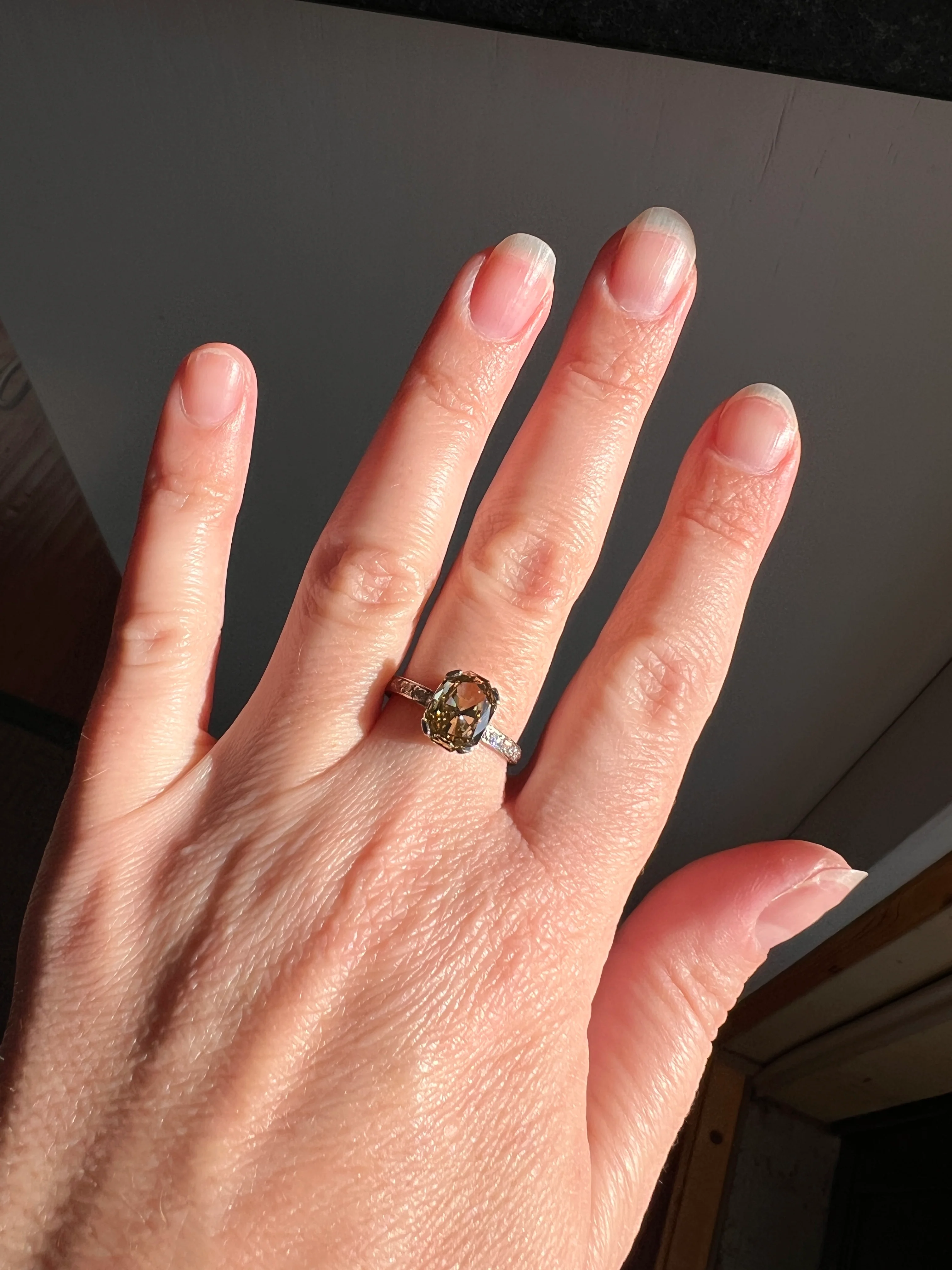 Fancy BROWN Yellow Eye Clean Elongated Octagon Brilliant Cut DIAMOND Ring 2.5 Carat Tdw Platinum Hidden Halo Engagement Solitaire - Image 20