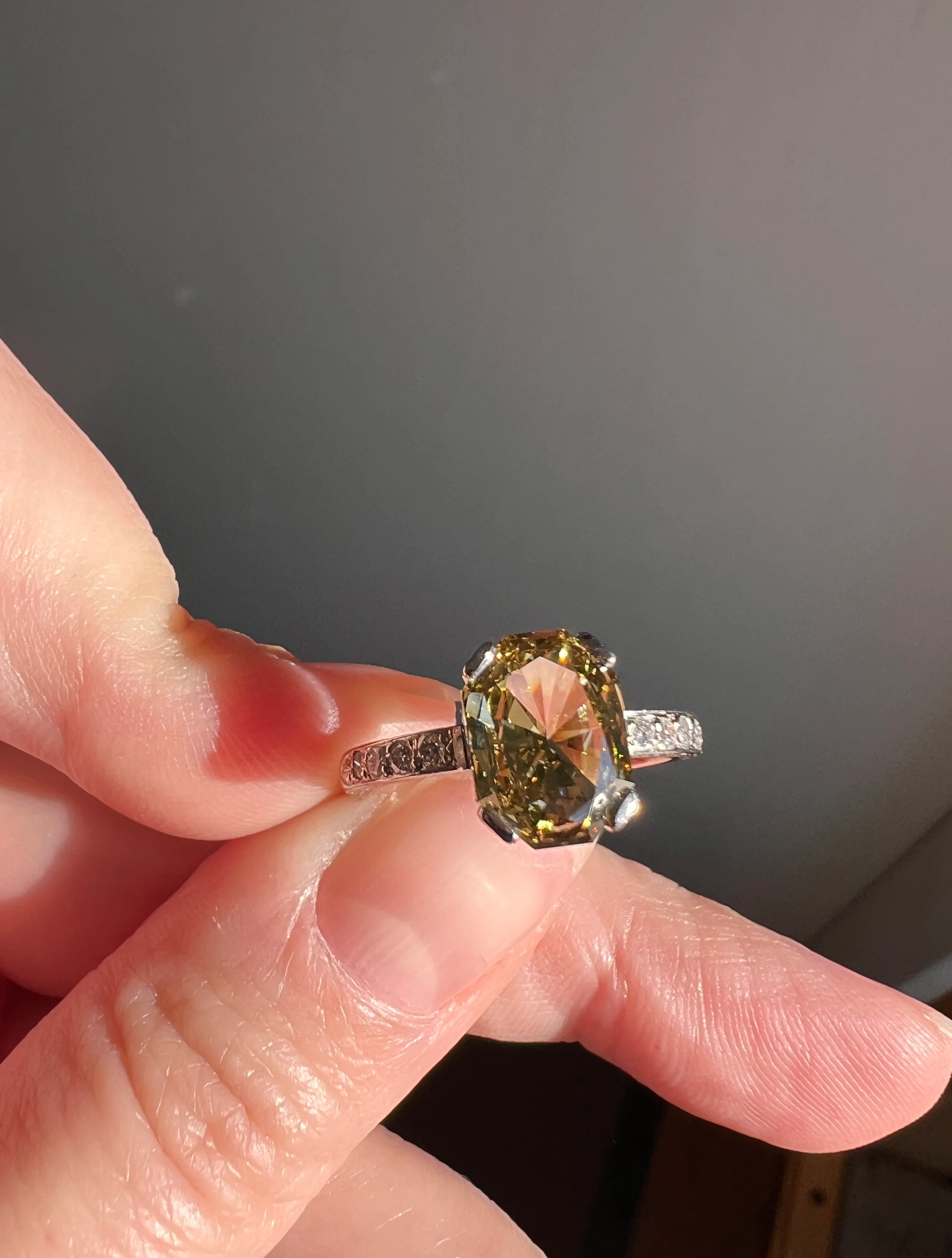 Fancy BROWN Yellow Eye Clean Elongated Octagon Brilliant Cut DIAMOND Ring 2.5 Carat Tdw Platinum Hidden Halo Engagement Solitaire - Image 21