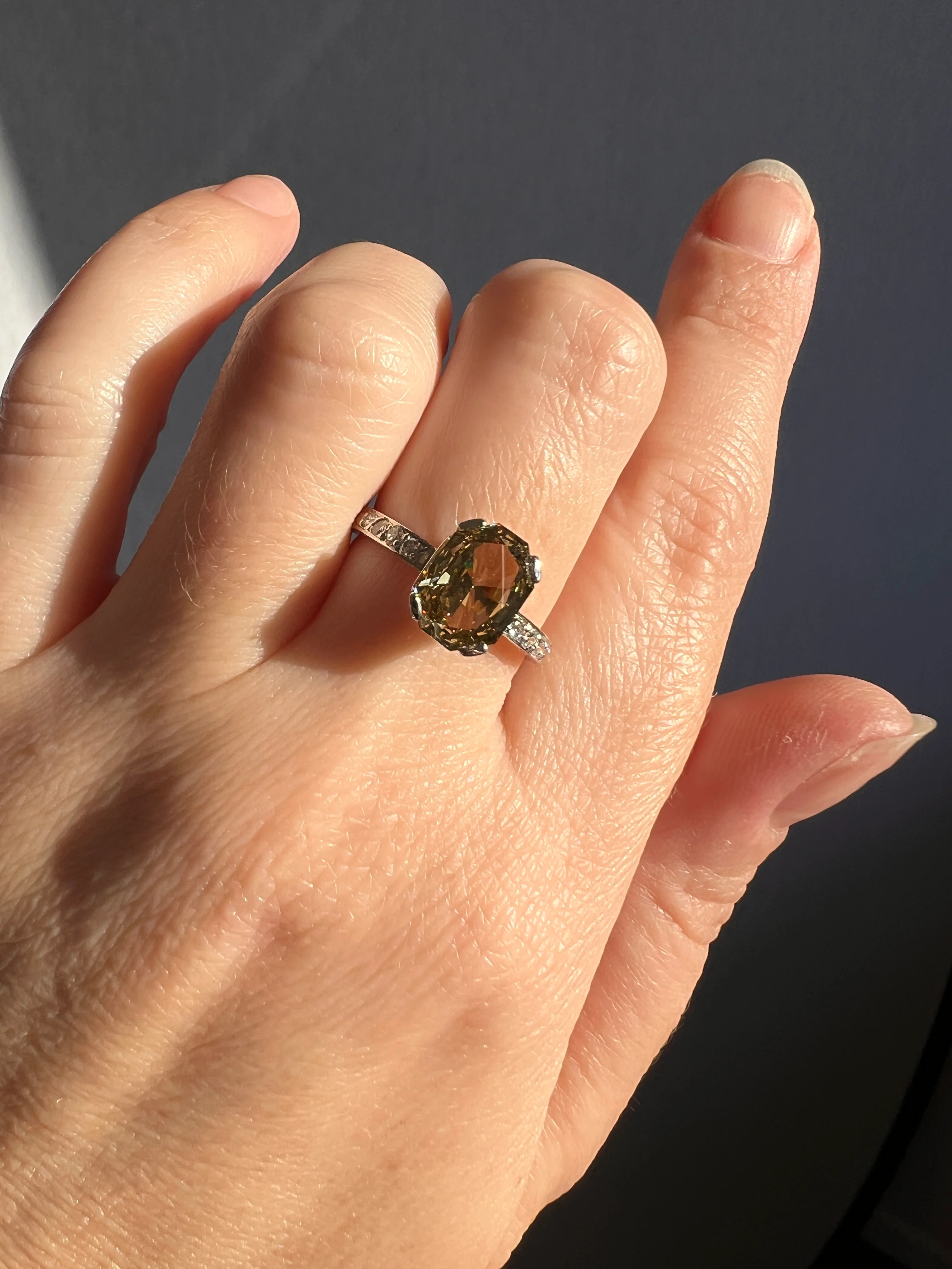 Fancy BROWN Yellow Eye Clean Elongated Octagon Brilliant Cut DIAMOND Ring 2.5 Carat Tdw Platinum Hidden Halo Engagement Solitaire - Image 25