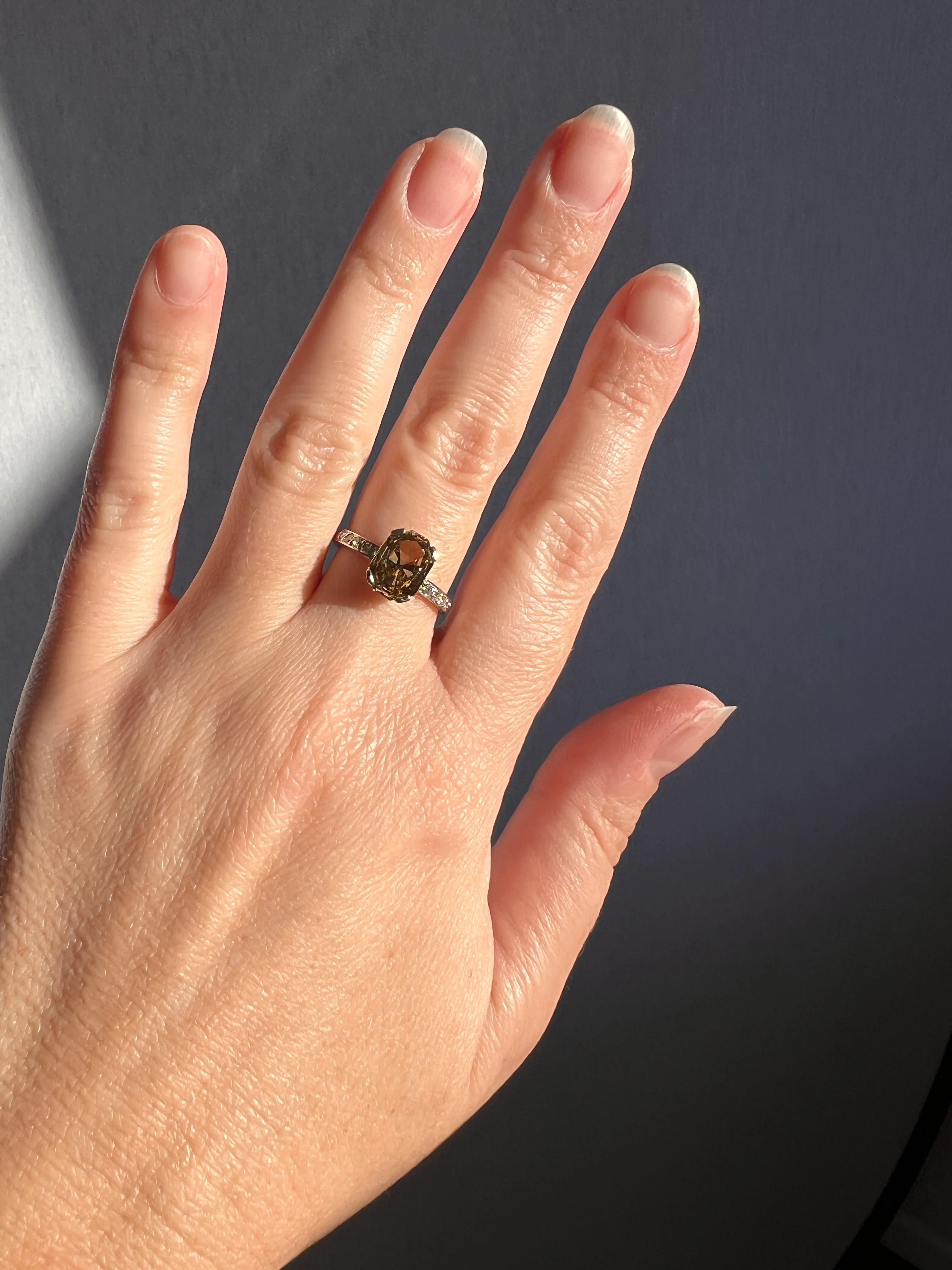 Fancy BROWN Yellow Eye Clean Elongated Octagon Brilliant Cut DIAMOND Ring 2.5 Carat Tdw Platinum Hidden Halo Engagement Solitaire - Image 26
