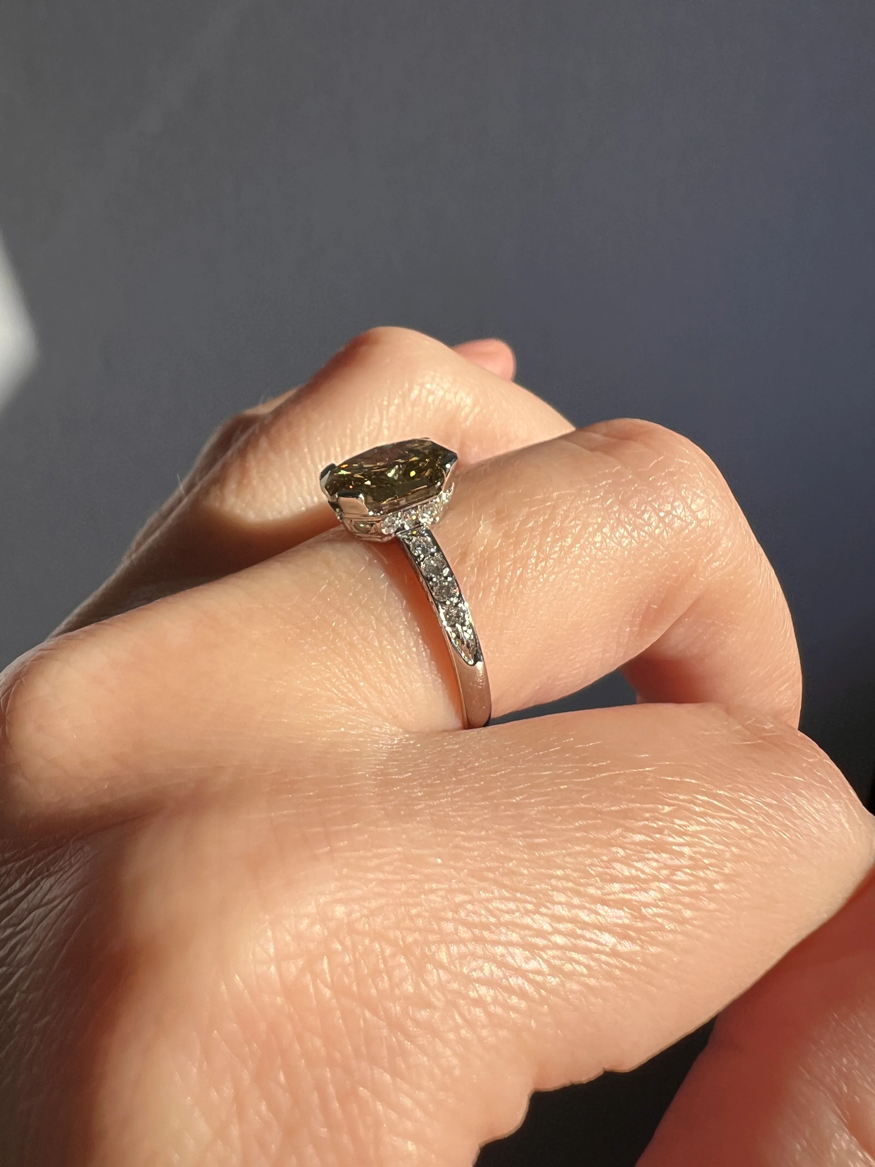 Fancy BROWN Yellow Eye Clean Elongated Octagon Brilliant Cut DIAMOND Ring 2.5 Carat Tdw Platinum Hidden Halo Engagement Solitaire - Image 27
