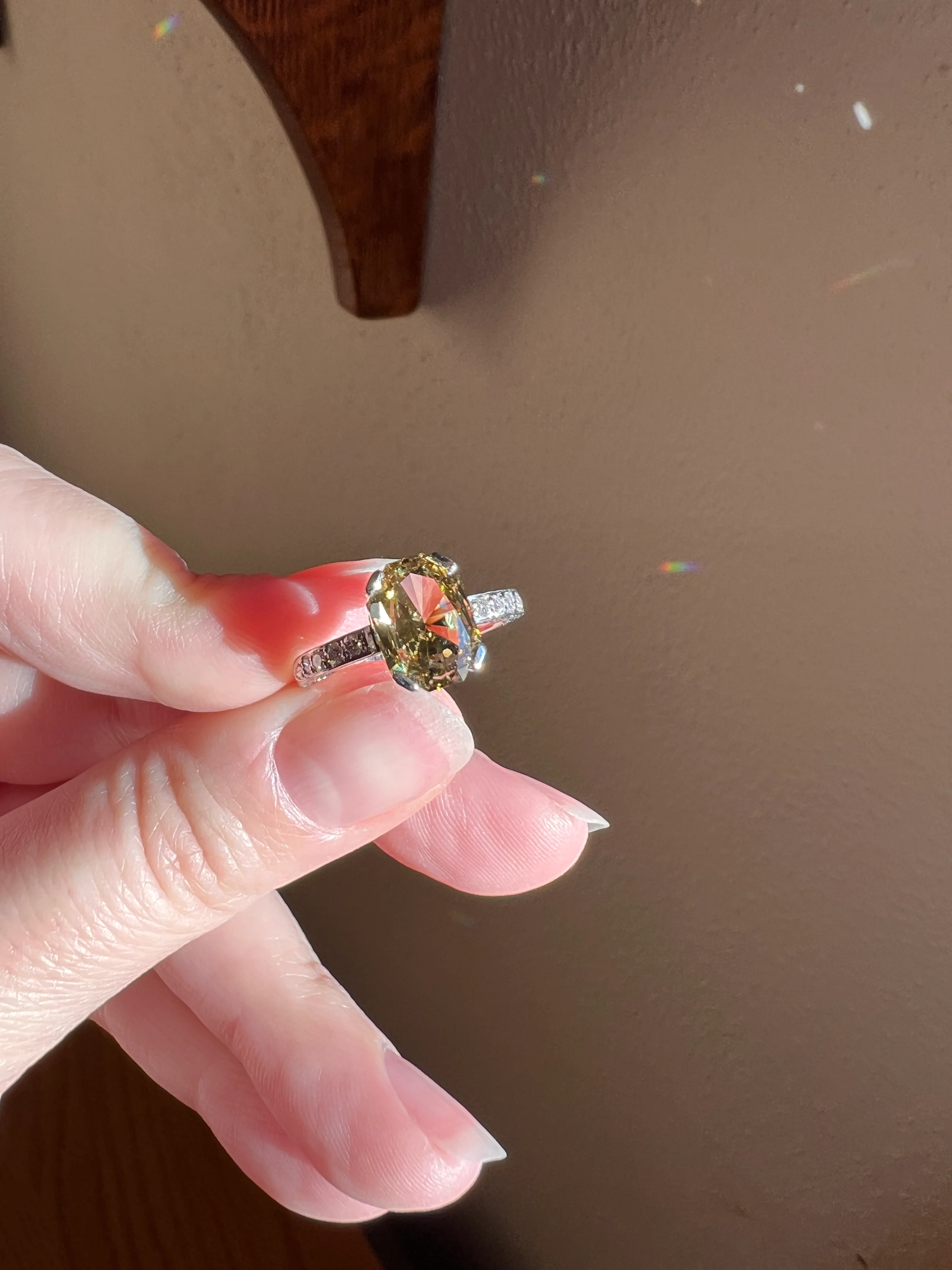 Fancy BROWN Yellow Eye Clean Elongated Octagon Brilliant Cut DIAMOND Ring 2.5 Carat Tdw Platinum Hidden Halo Engagement Solitaire - Image 32