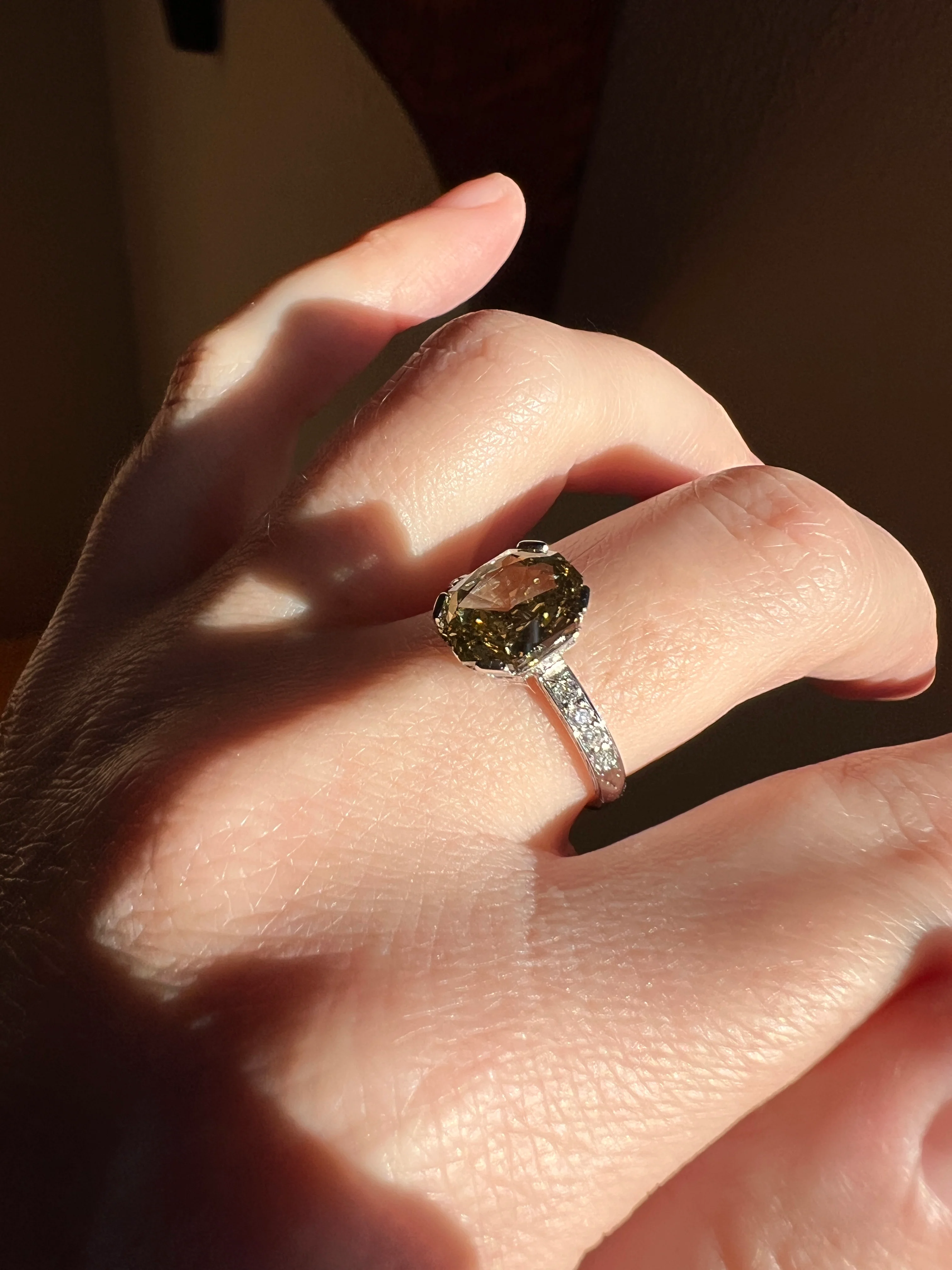 Fancy BROWN Yellow Eye Clean Elongated Octagon Brilliant Cut DIAMOND Ring 2.5 Carat Tdw Platinum Hidden Halo Engagement Solitaire - Image 33