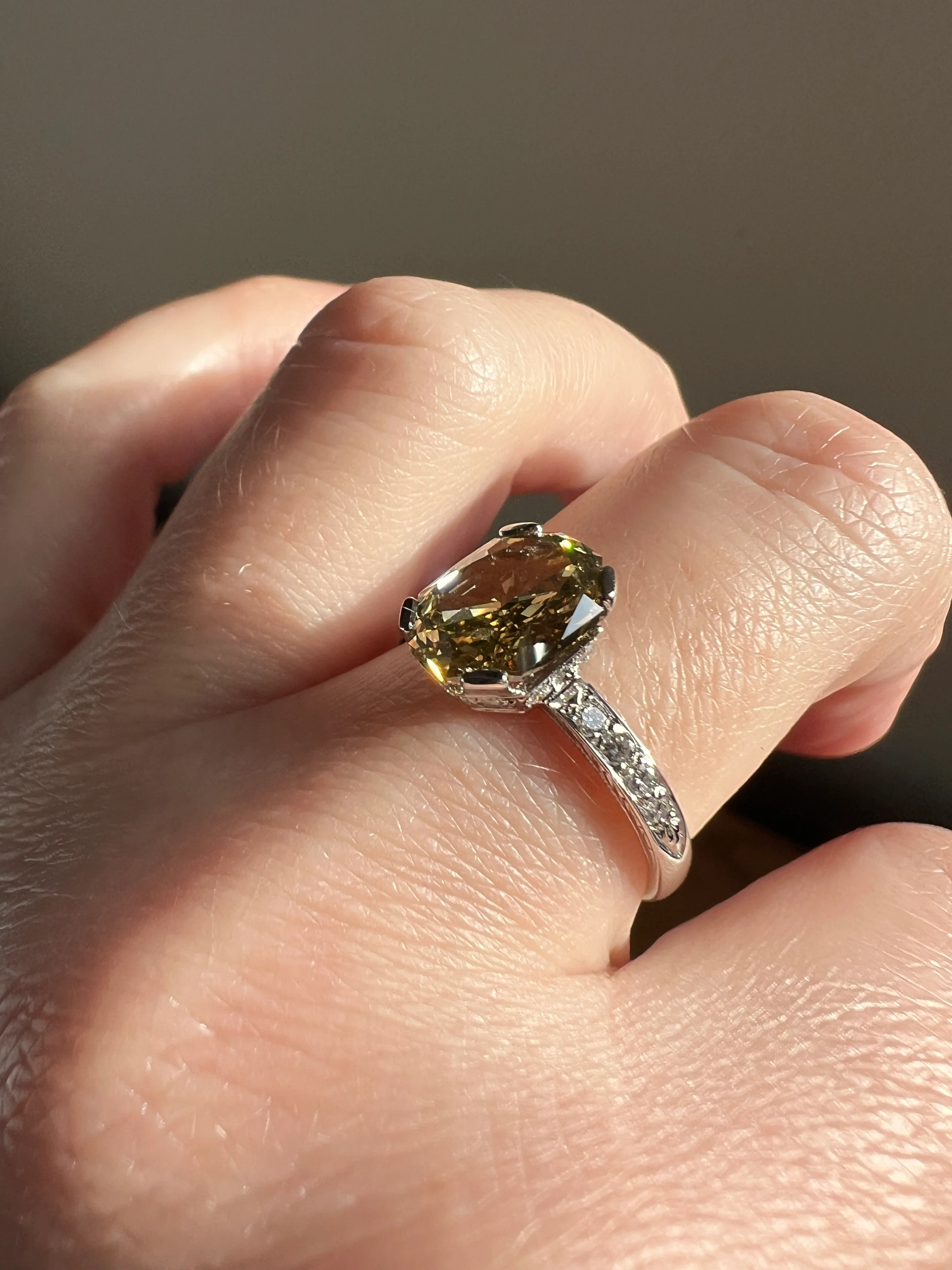 Fancy BROWN Yellow Eye Clean Elongated Octagon Brilliant Cut DIAMOND Ring 2.5 Carat Tdw Platinum Hidden Halo Engagement Solitaire - Image 36