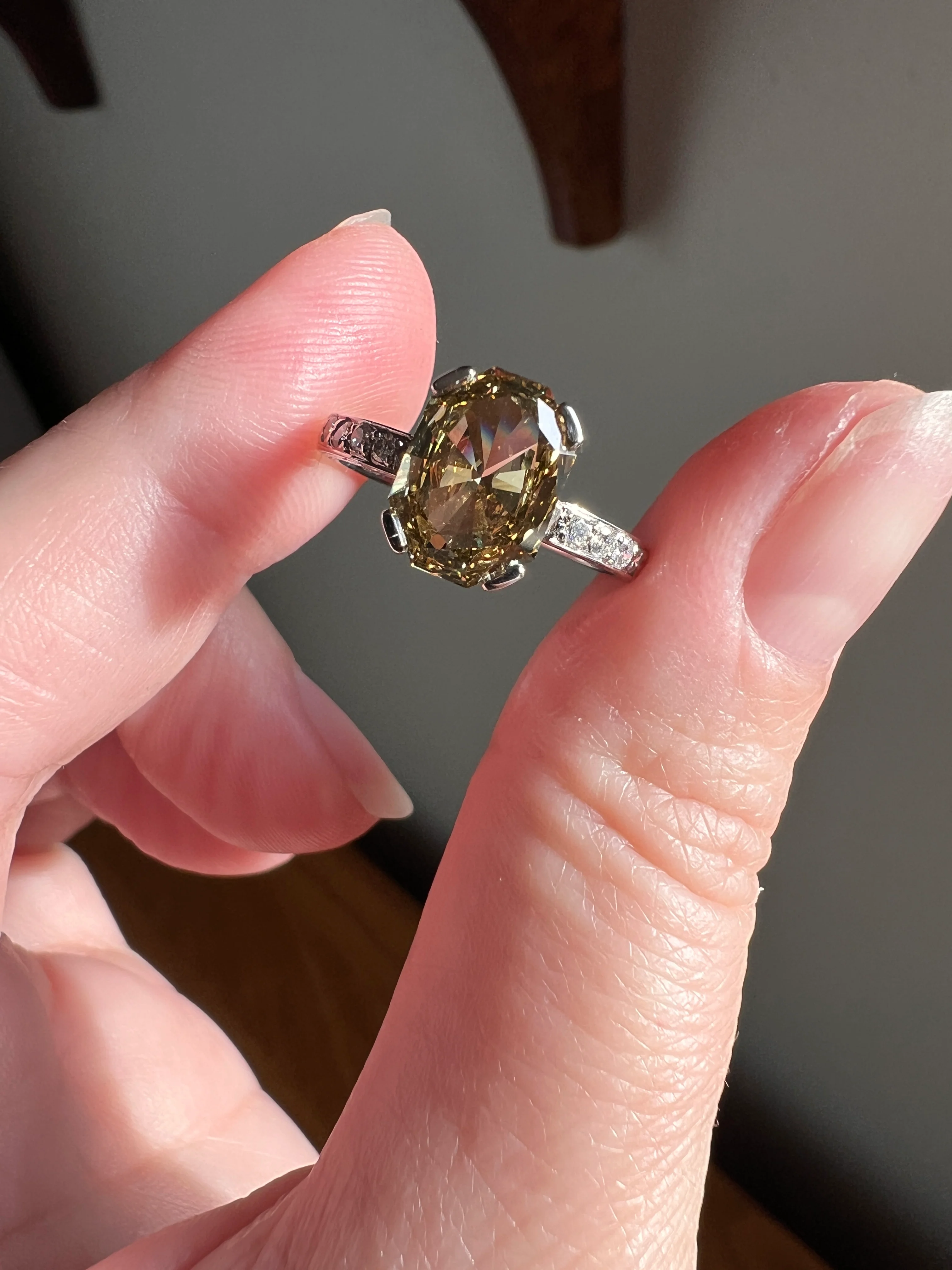 Fancy BROWN Yellow Eye Clean Elongated Octagon Brilliant Cut DIAMOND Ring 2.5 Carat Tdw Platinum Hidden Halo Engagement Solitaire - Image 37
