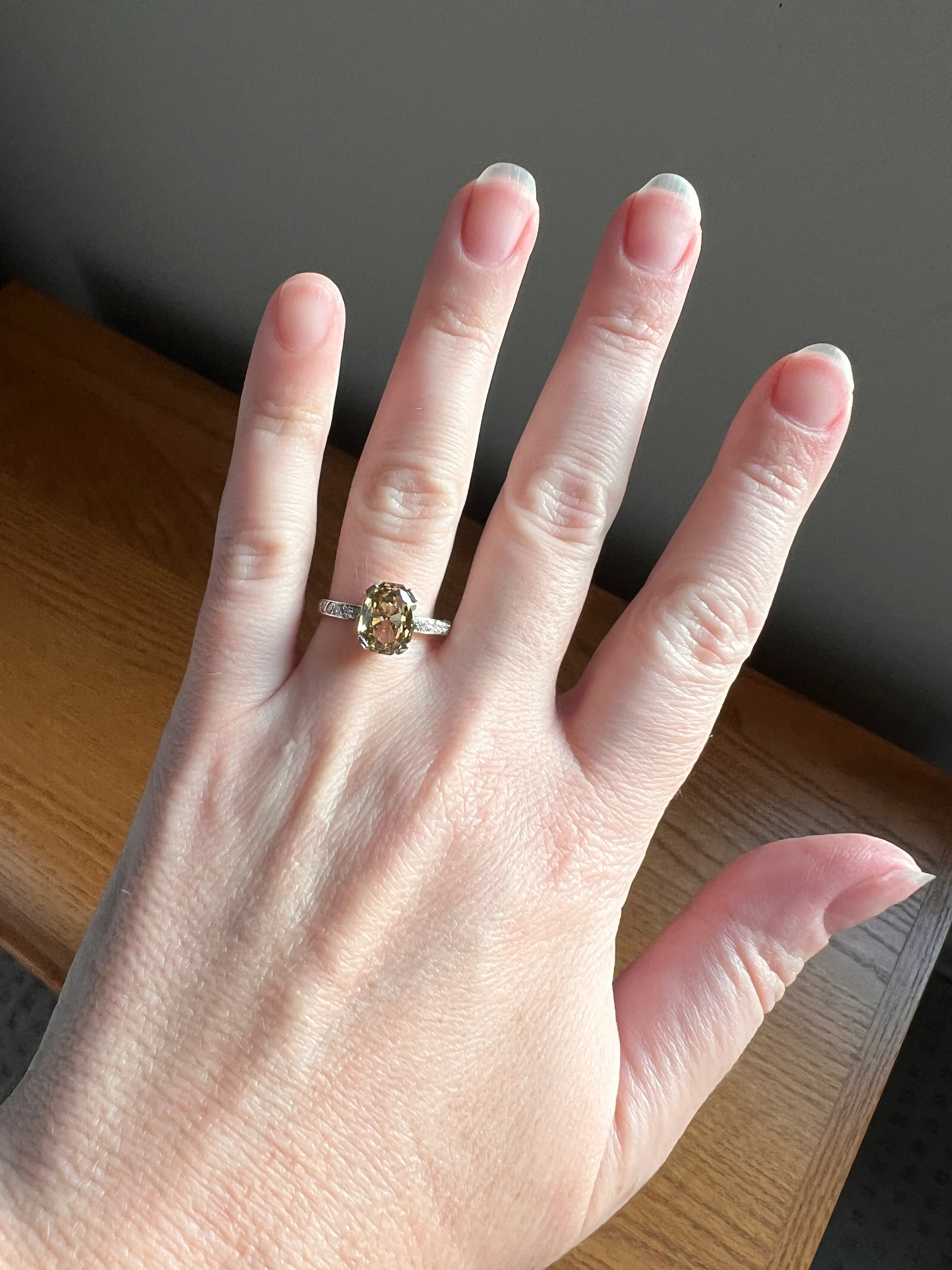Fancy BROWN Yellow Eye Clean Elongated Octagon Brilliant Cut DIAMOND Ring 2.5 Carat Tdw Platinum Hidden Halo Engagement Solitaire - Image 40
