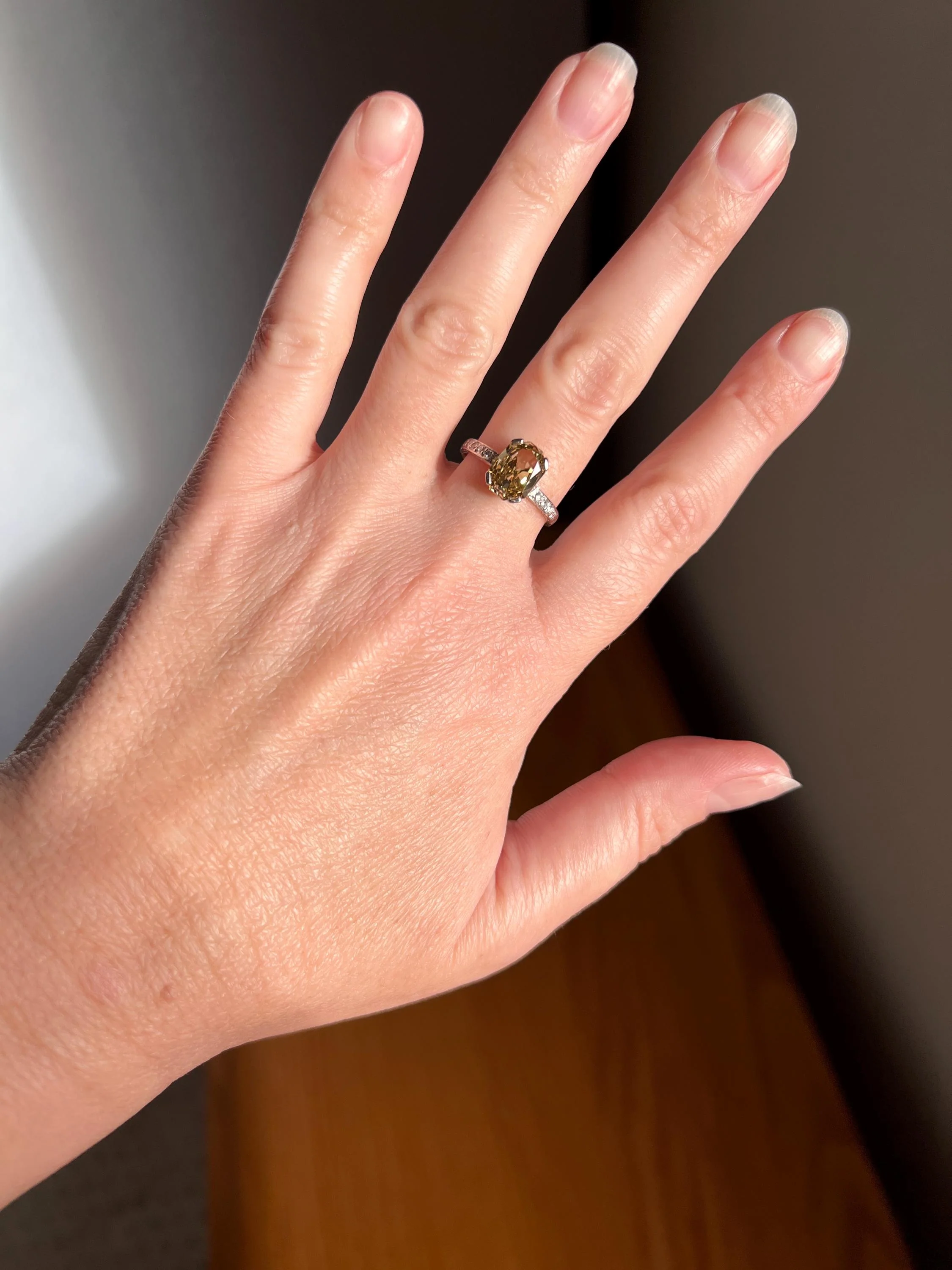 Fancy BROWN Yellow Eye Clean Elongated Octagon Brilliant Cut DIAMOND Ring 2.5 Carat Tdw Platinum Hidden Halo Engagement Solitaire - Image 8