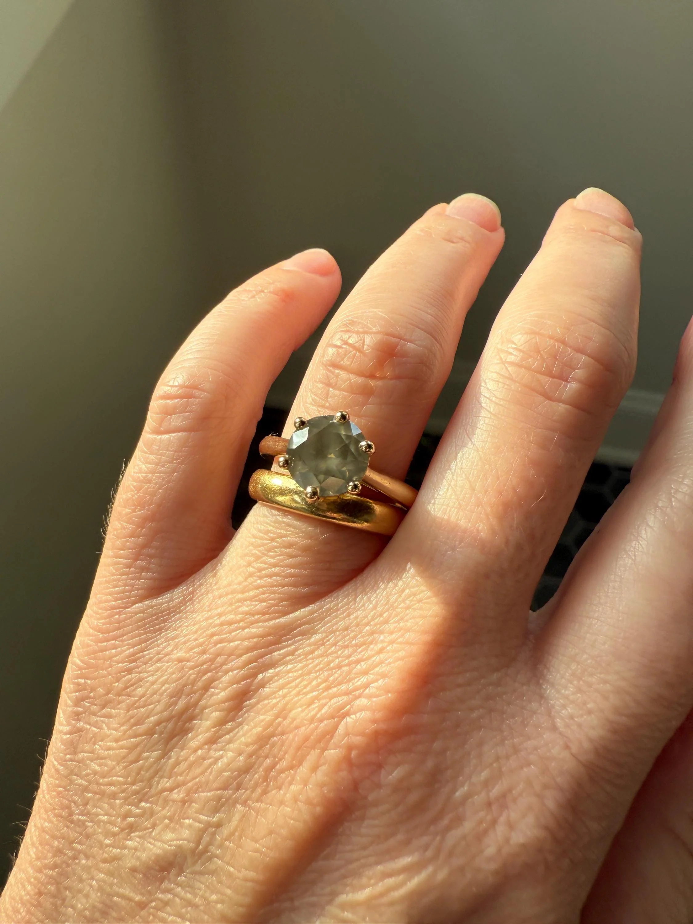 Fancy Intense Yellowish Gray Natural Diamond 2.4 Carat Solitaire Ring Smoky Inner Glow Aura French Vintage 18k Gold Unique Engagement Ooak - Image 11