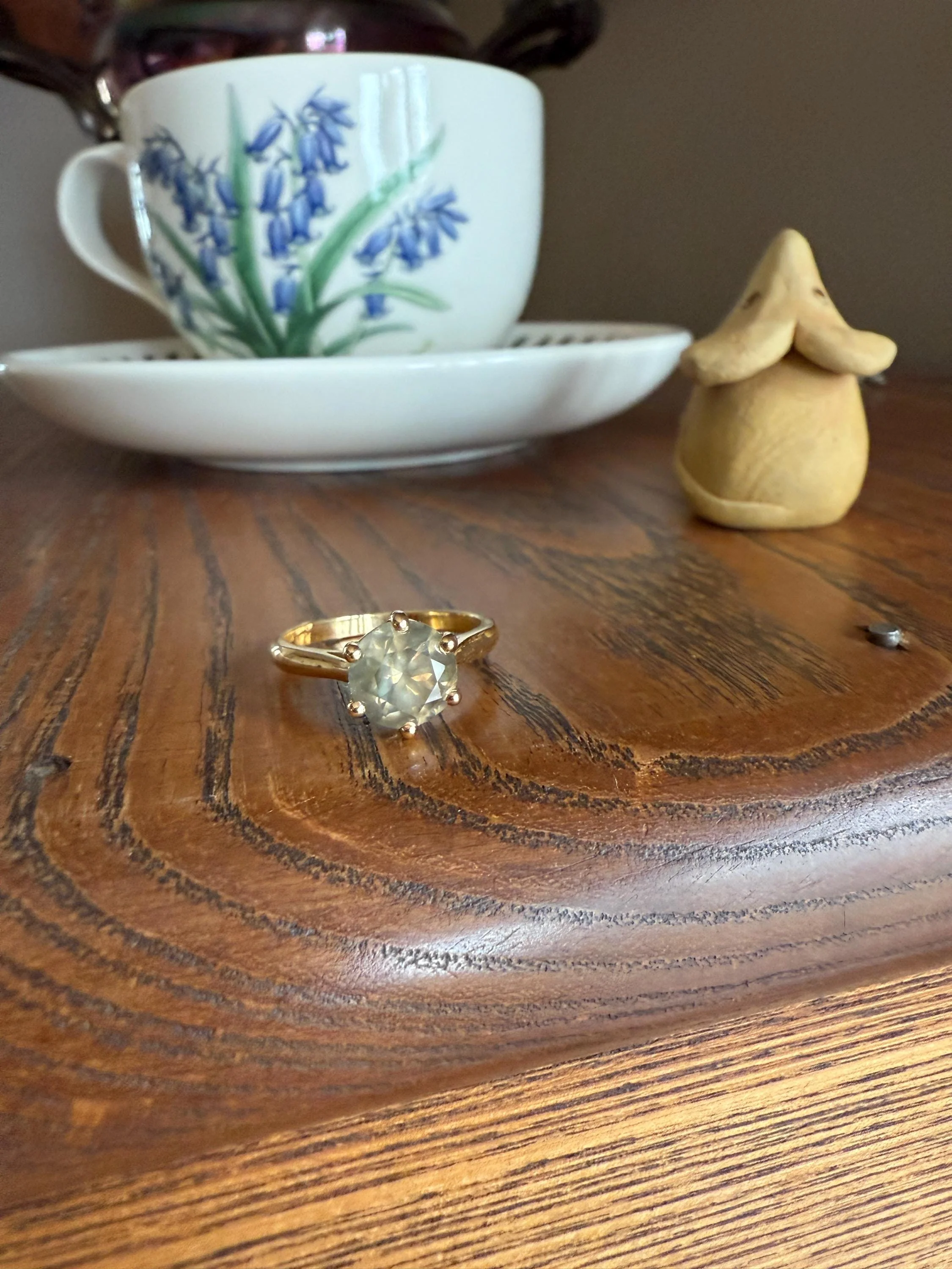 Fancy Intense Yellowish Gray Natural Diamond 2.4 Carat Solitaire Ring Smoky Inner Glow Aura French Vintage 18k Gold Unique Engagement Ooak - Image 12