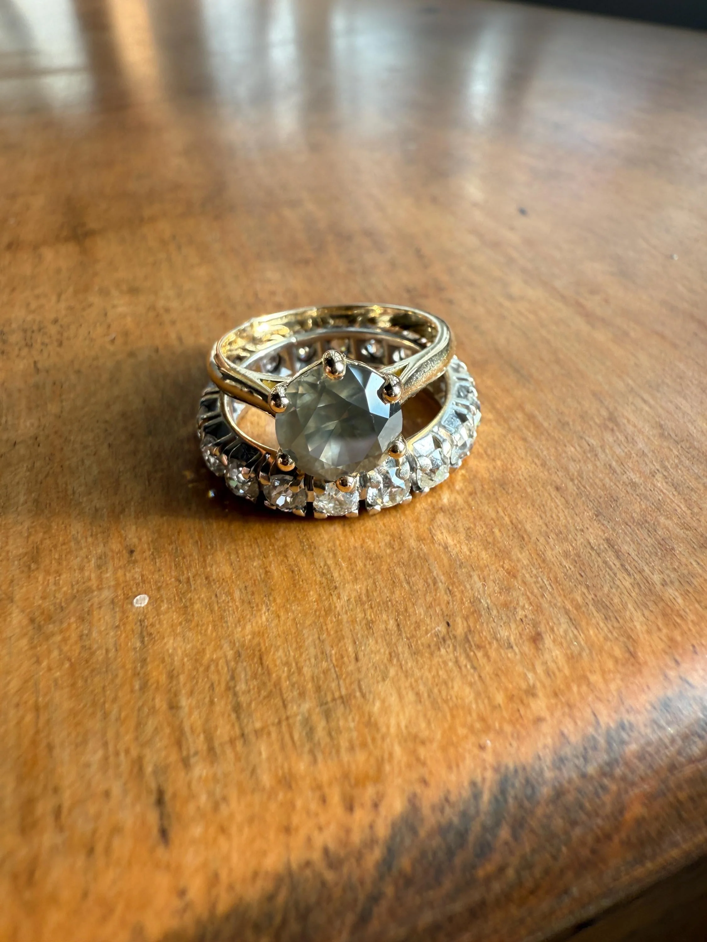 Fancy Intense Yellowish Gray Natural Diamond 2.4 Carat Solitaire Ring Smoky Inner Glow Aura French Vintage 18k Gold Unique Engagement Ooak - Image 15