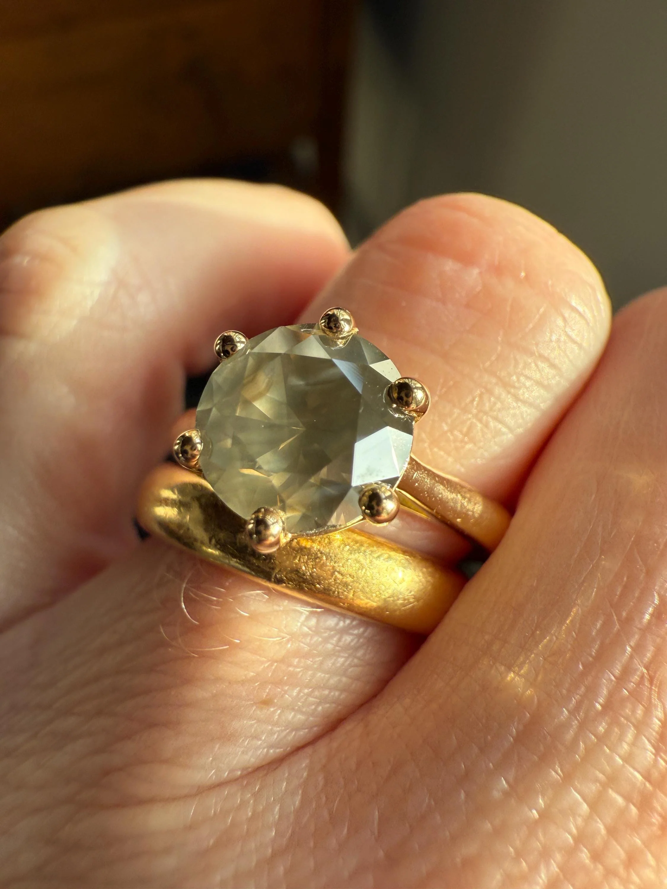 Fancy Intense Yellowish Gray Natural Diamond 2.4 Carat Solitaire Ring Smoky Inner Glow Aura French Vintage 18k Gold Unique Engagement Ooak - Image 2