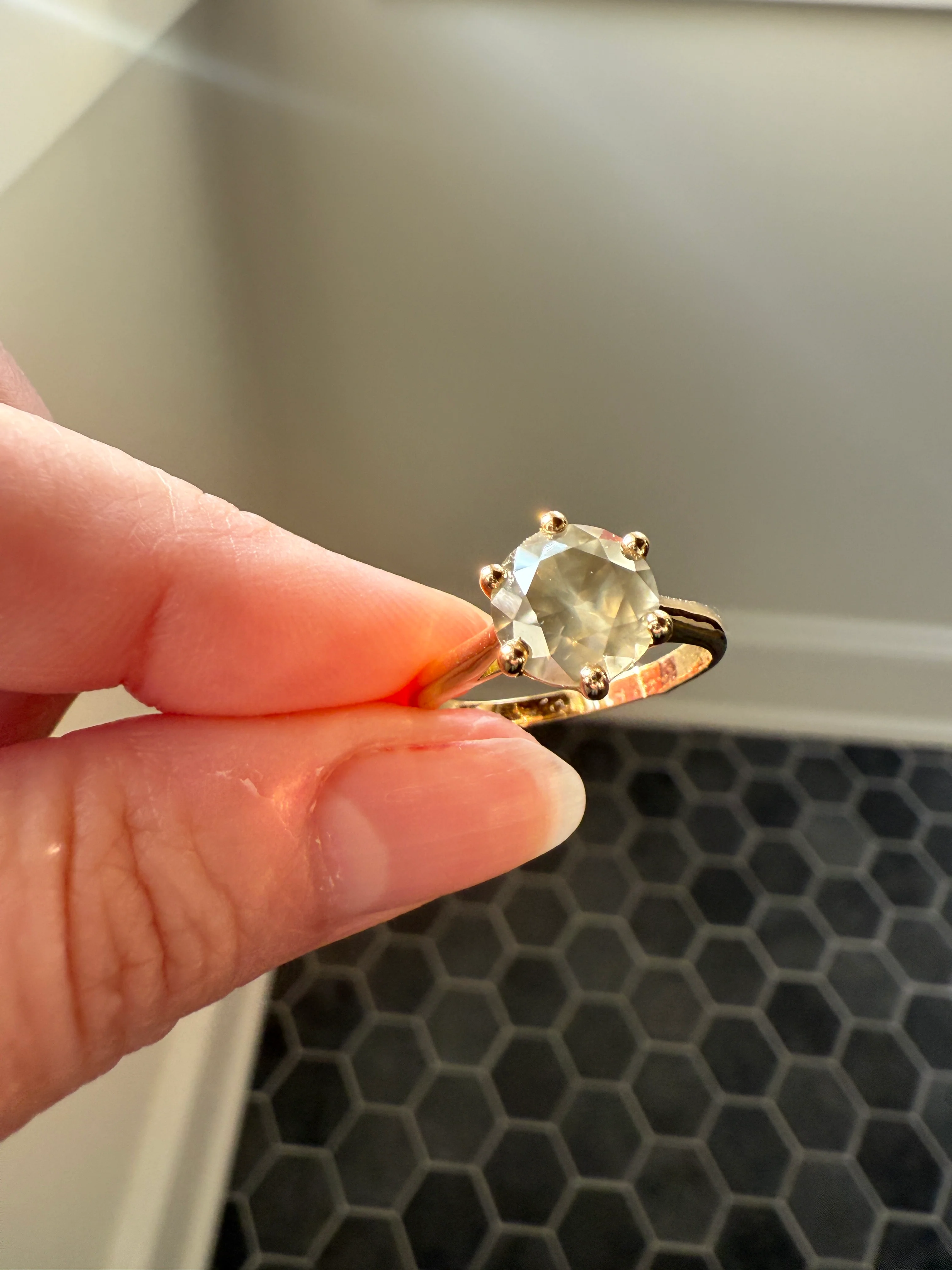Fancy Intense Yellowish Gray Natural Diamond 2.4 Carat Solitaire Ring Smoky Inner Glow Aura French Vintage 18k Gold Unique Engagement Ooak - Image 21