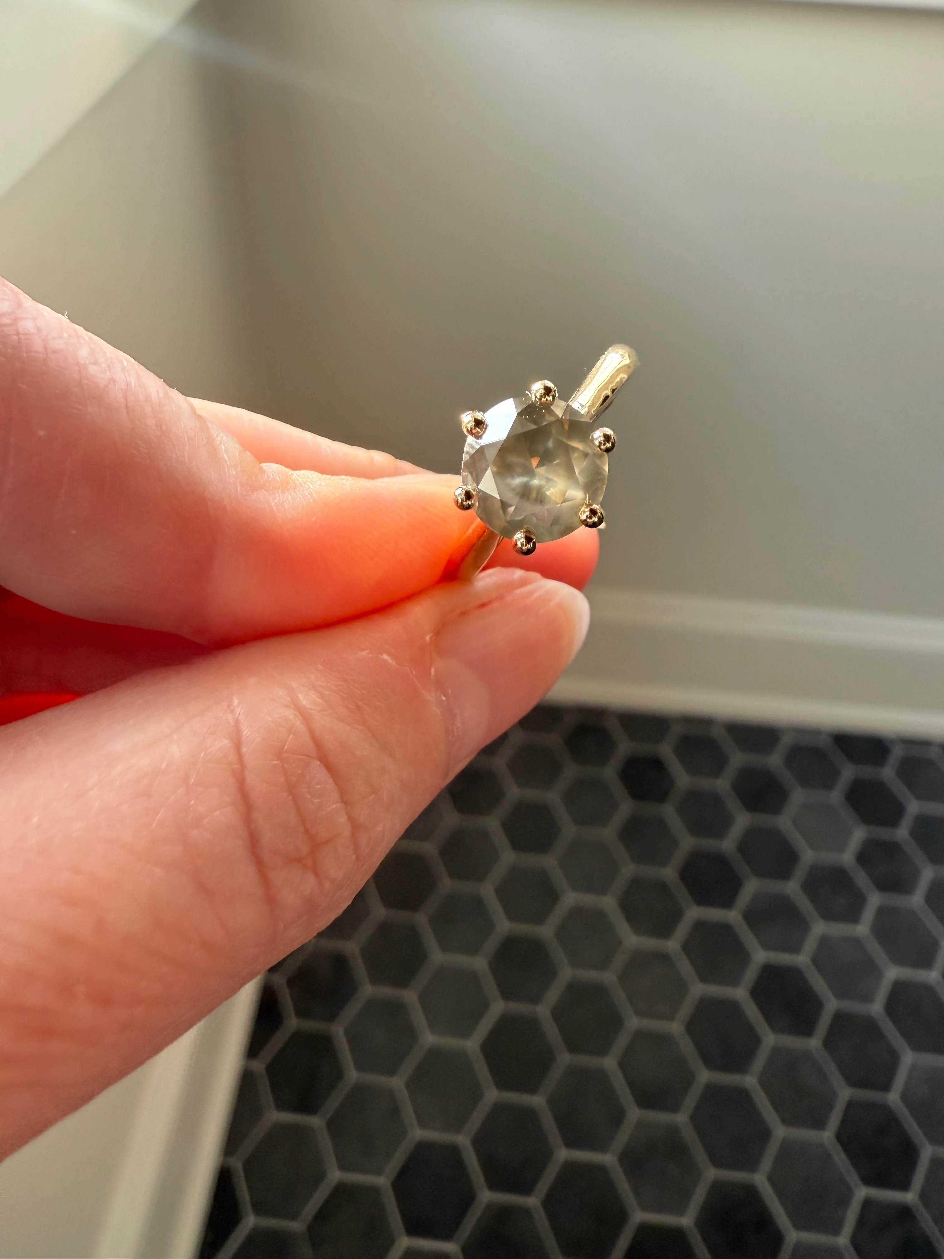 Fancy Intense Yellowish Gray Natural Diamond 2.4 Carat Solitaire Ring Smoky Inner Glow Aura French Vintage 18k Gold Unique Engagement Ooak - Image 22