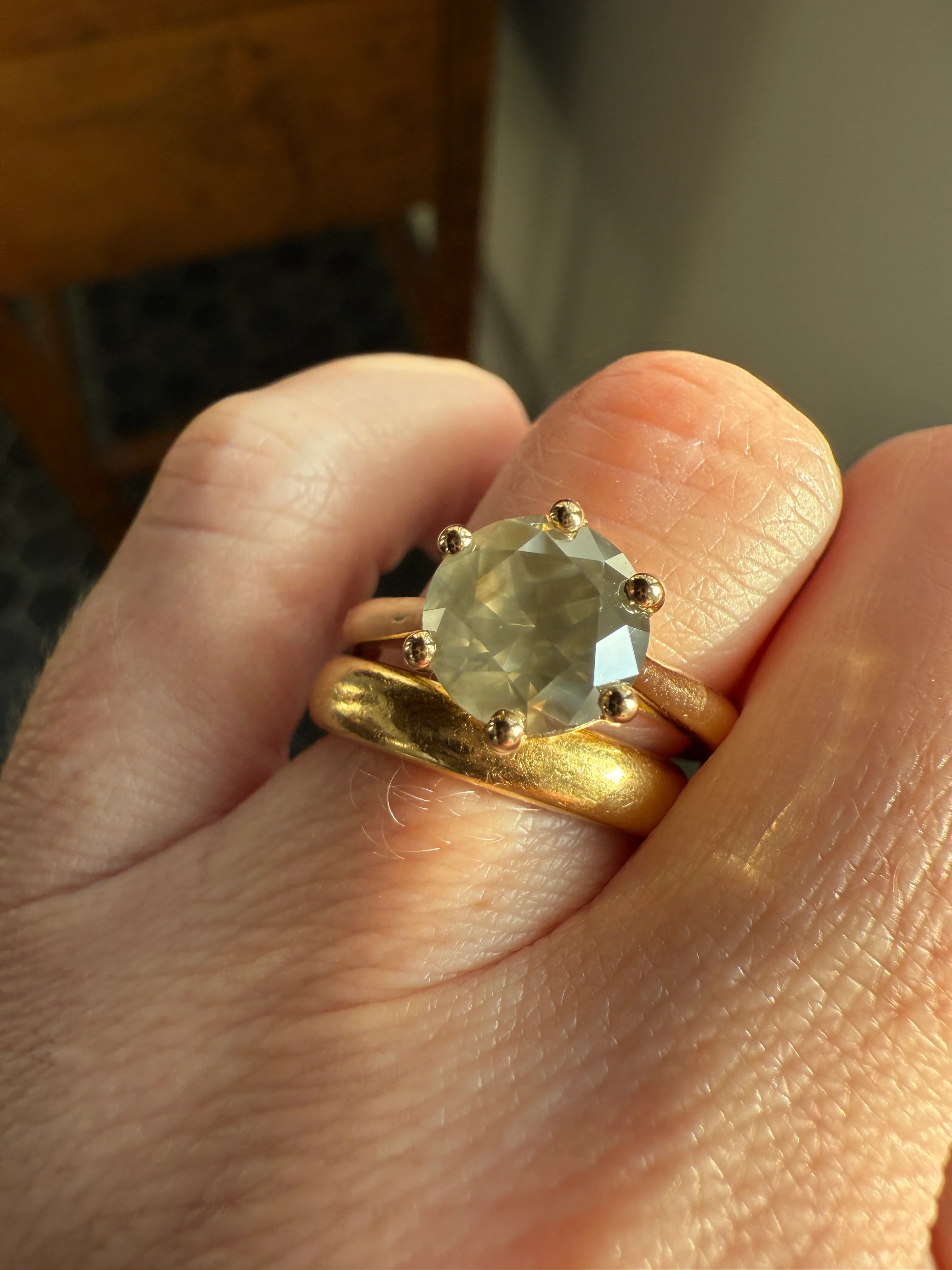 Fancy Intense Yellowish Gray Natural Diamond 2.4 Carat Solitaire Ring Smoky Inner Glow Aura French Vintage 18k Gold Unique Engagement Ooak - Image 24