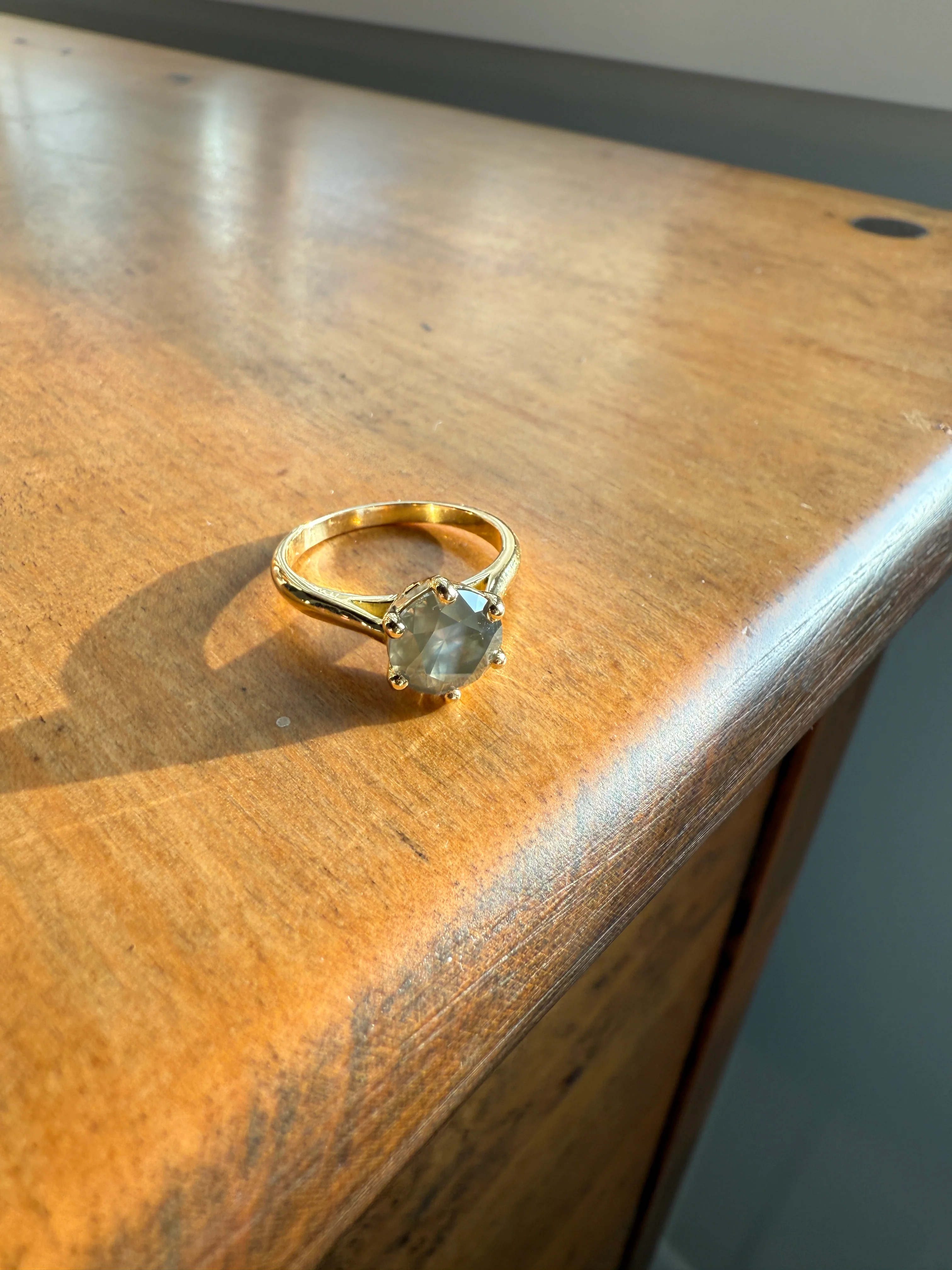 Fancy Intense Yellowish Gray Natural Diamond 2.4 Carat Solitaire Ring Smoky Inner Glow Aura French Vintage 18k Gold Unique Engagement Ooak - Image 25