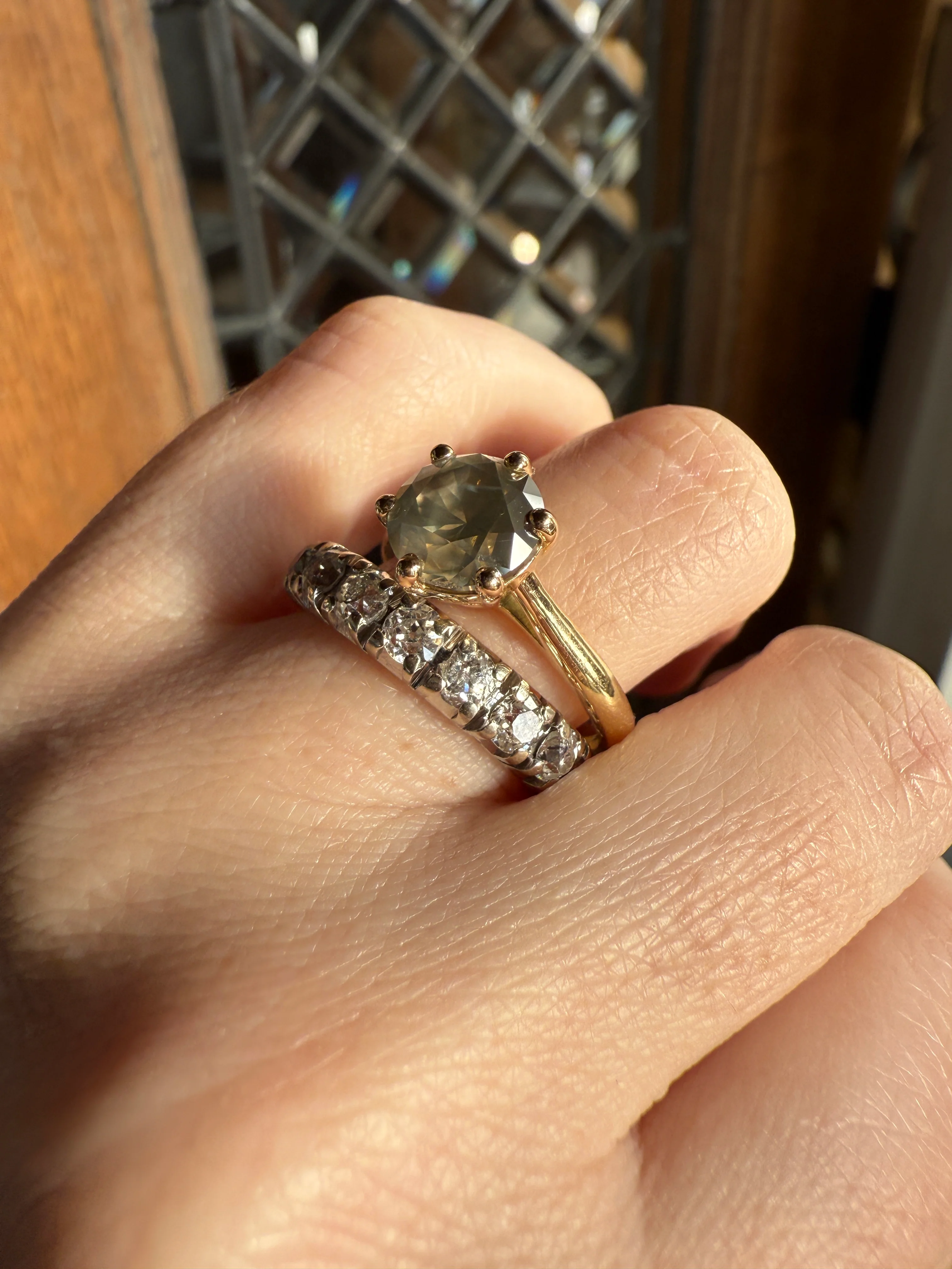 Fancy Intense Yellowish Gray Natural Diamond 2.4 Carat Solitaire Ring Smoky Inner Glow Aura French Vintage 18k Gold Unique Engagement Ooak - Image 29