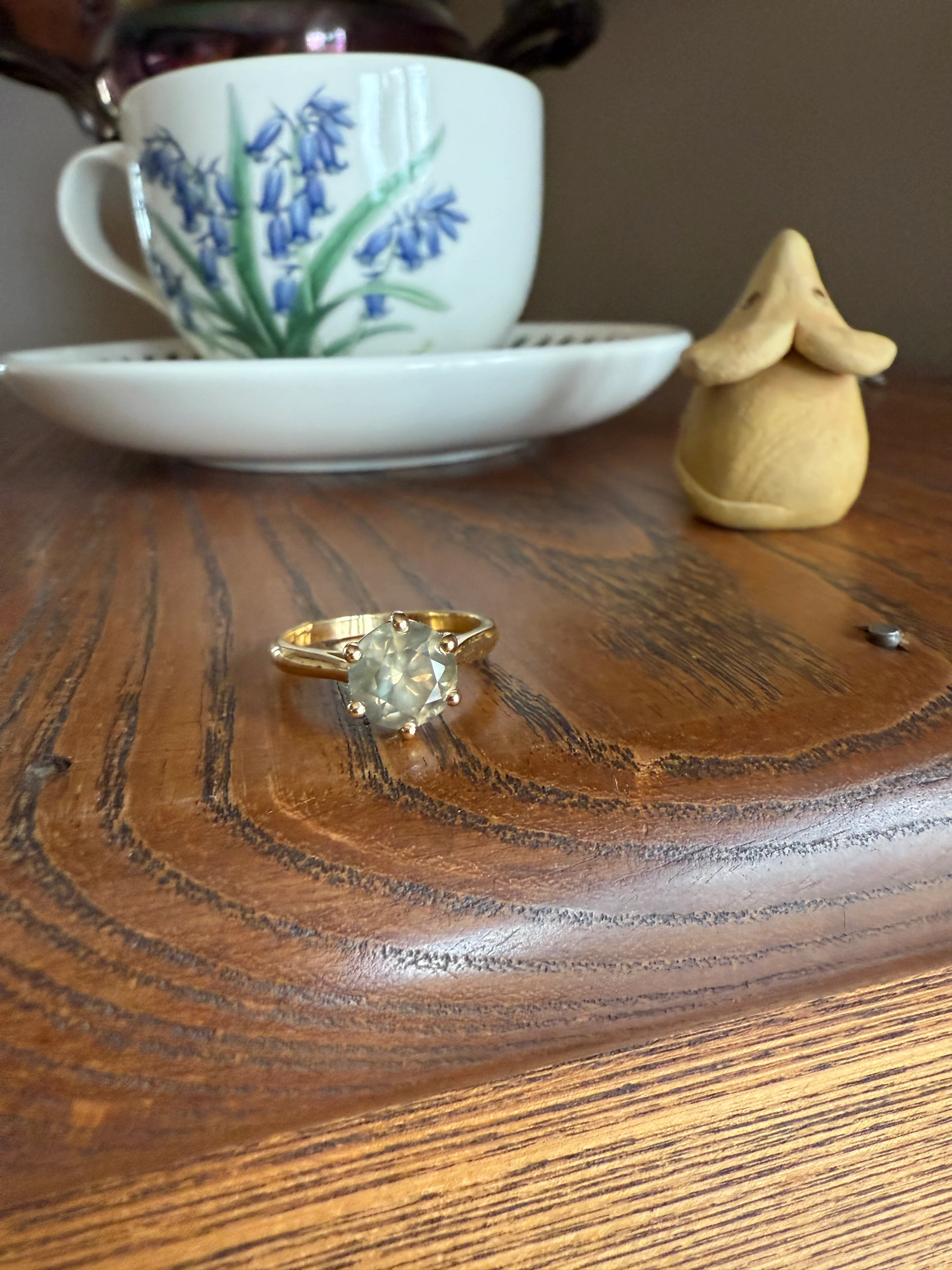 Fancy Intense Yellowish Gray Natural Diamond 2.4 Carat Solitaire Ring Smoky Inner Glow Aura French Vintage 18k Gold Unique Engagement Ooak - Image 37