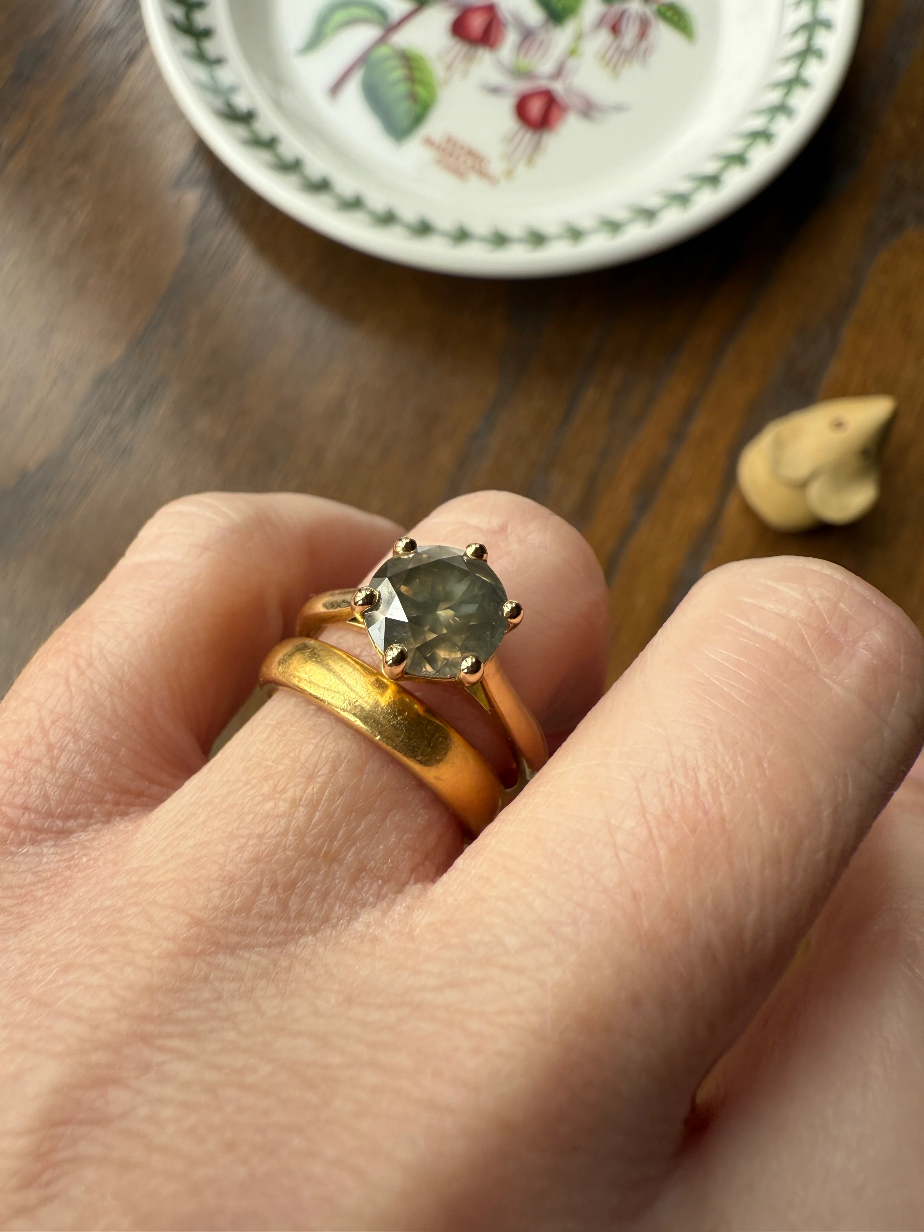 Fancy Intense Yellowish Gray Natural Diamond 2.4 Carat Solitaire Ring Smoky Inner Glow Aura French Vintage 18k Gold Unique Engagement Ooak - Image 40