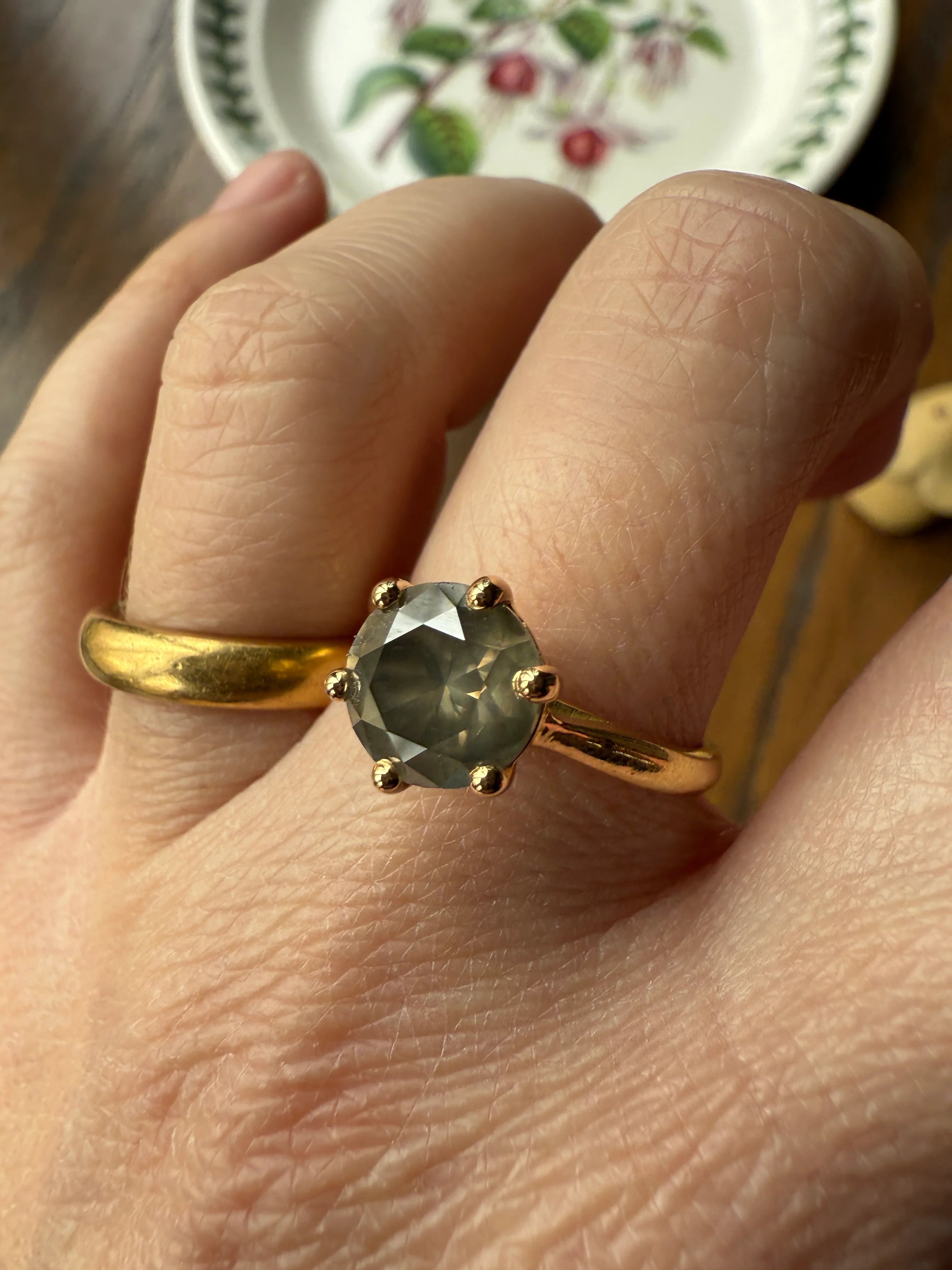 Fancy Intense Yellowish Gray Natural Diamond 2.4 Carat Solitaire Ring Smoky Inner Glow Aura French Vintage 18k Gold Unique Engagement Ooak - Image 42