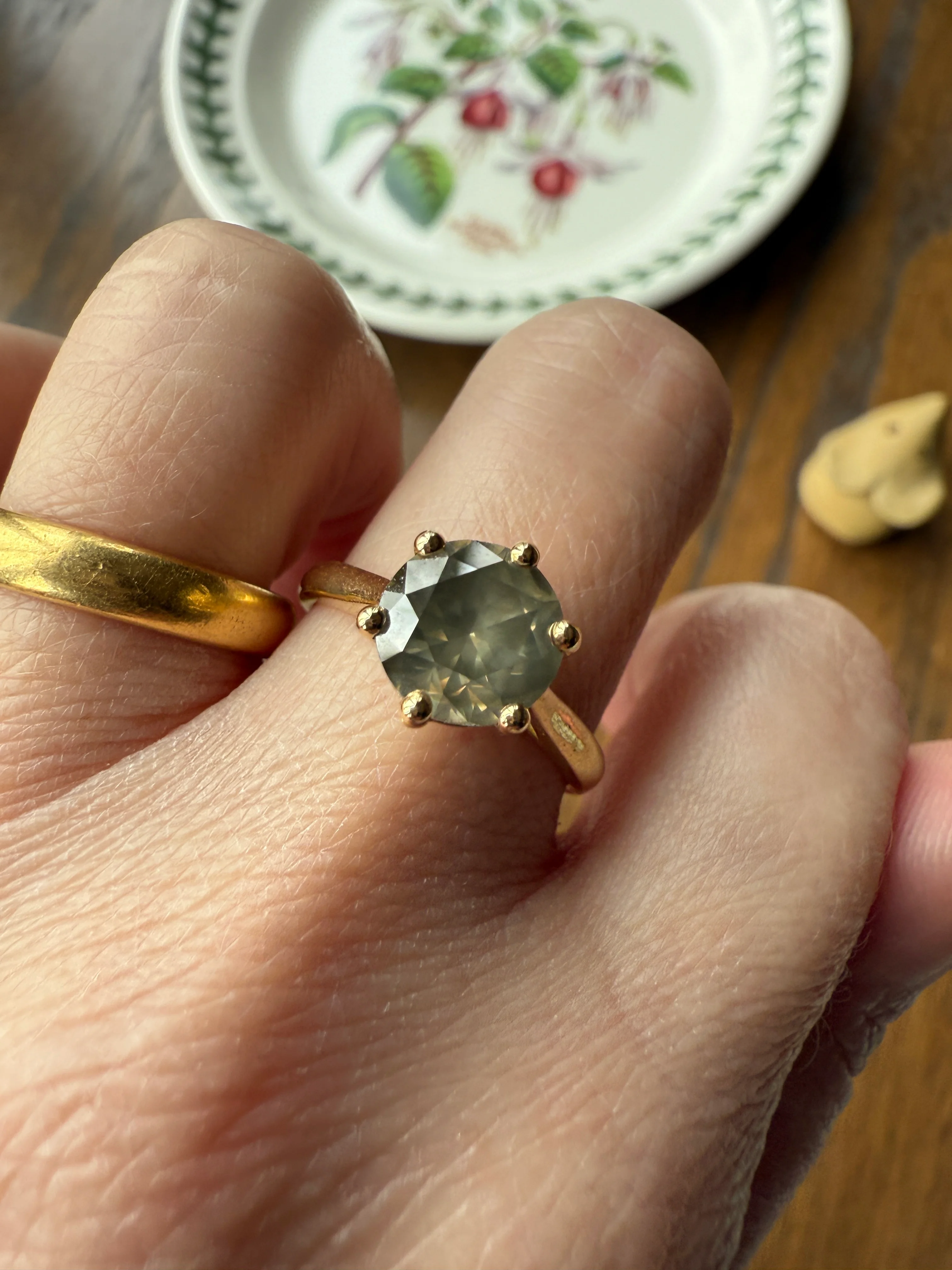 Fancy Intense Yellowish Gray Natural Diamond 2.4 Carat Solitaire Ring Smoky Inner Glow Aura French Vintage 18k Gold Unique Engagement Ooak - Image 44