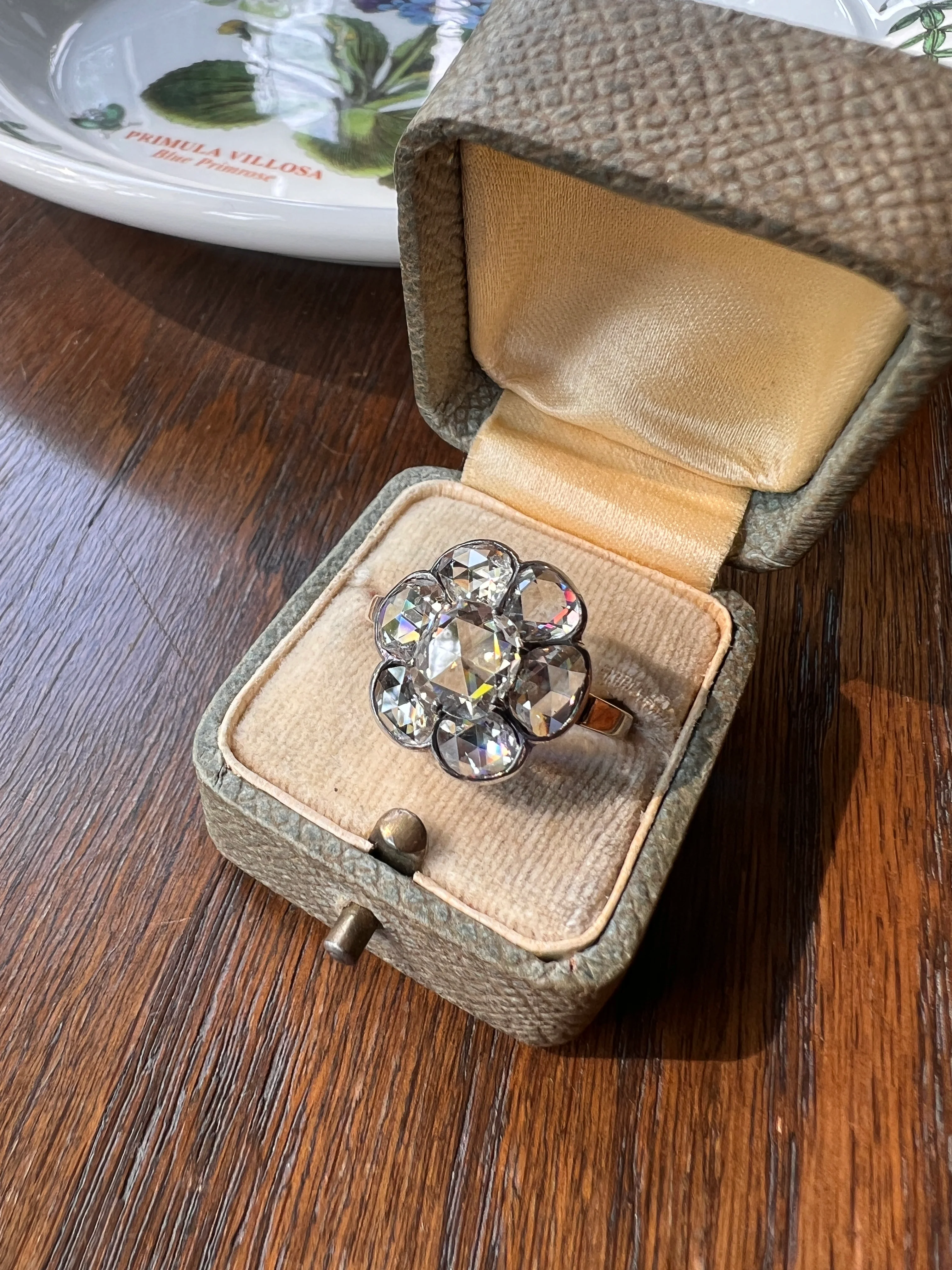 Fantastic French Antique 5 Carat Scale 18k Gold Dutch Rose Cut DIAMOND Daisy Cluster - Image 19