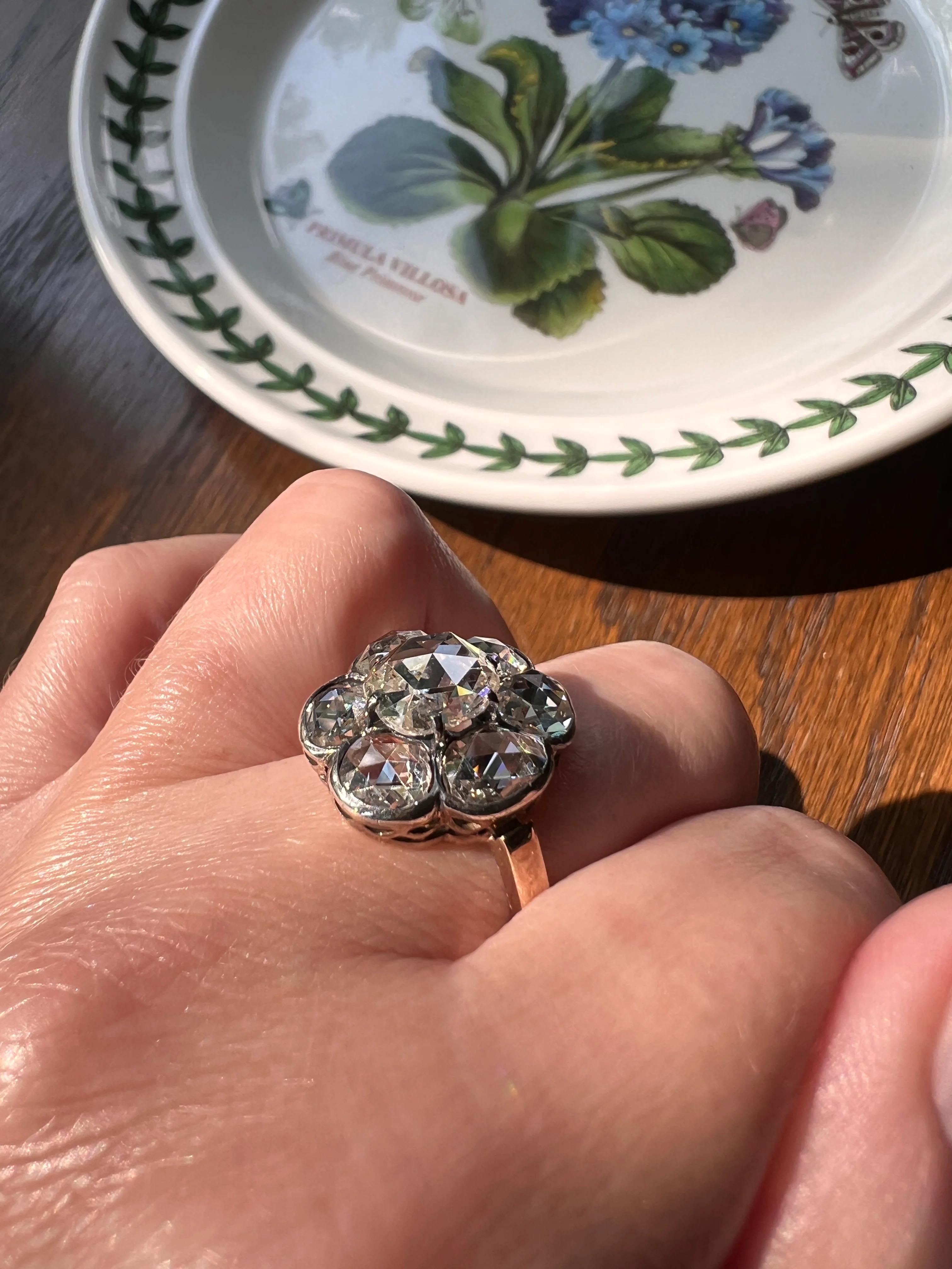 Fantastic French Antique 5 Carat Scale 18k Gold Dutch Rose Cut DIAMOND Daisy Cluster - Image 20