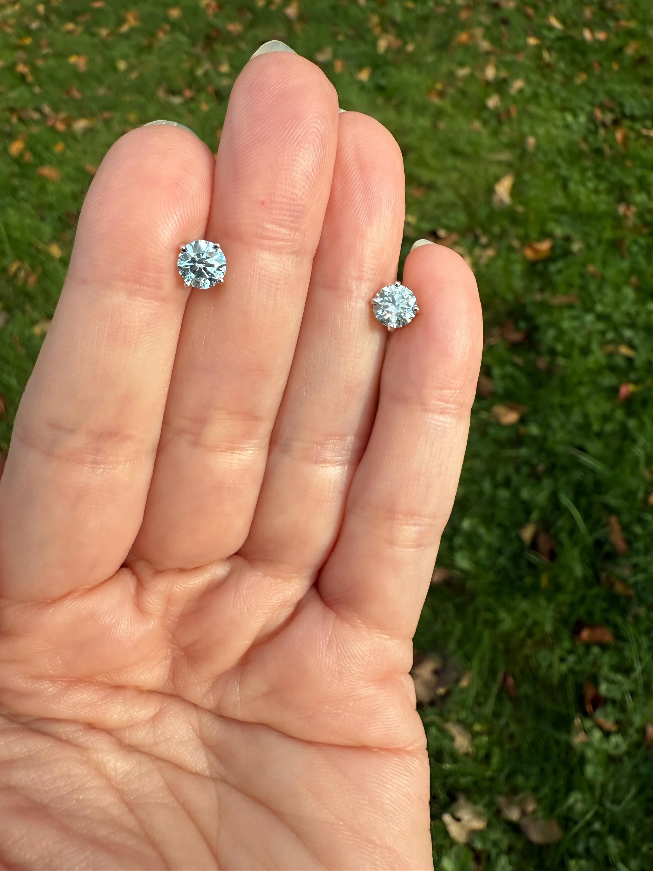 FIERY Fancy Intense Greenish Blue DIAMOND 1.2 Carat Tdw Stud Earrings Natural Enhanced w/ Certificates - Image 10