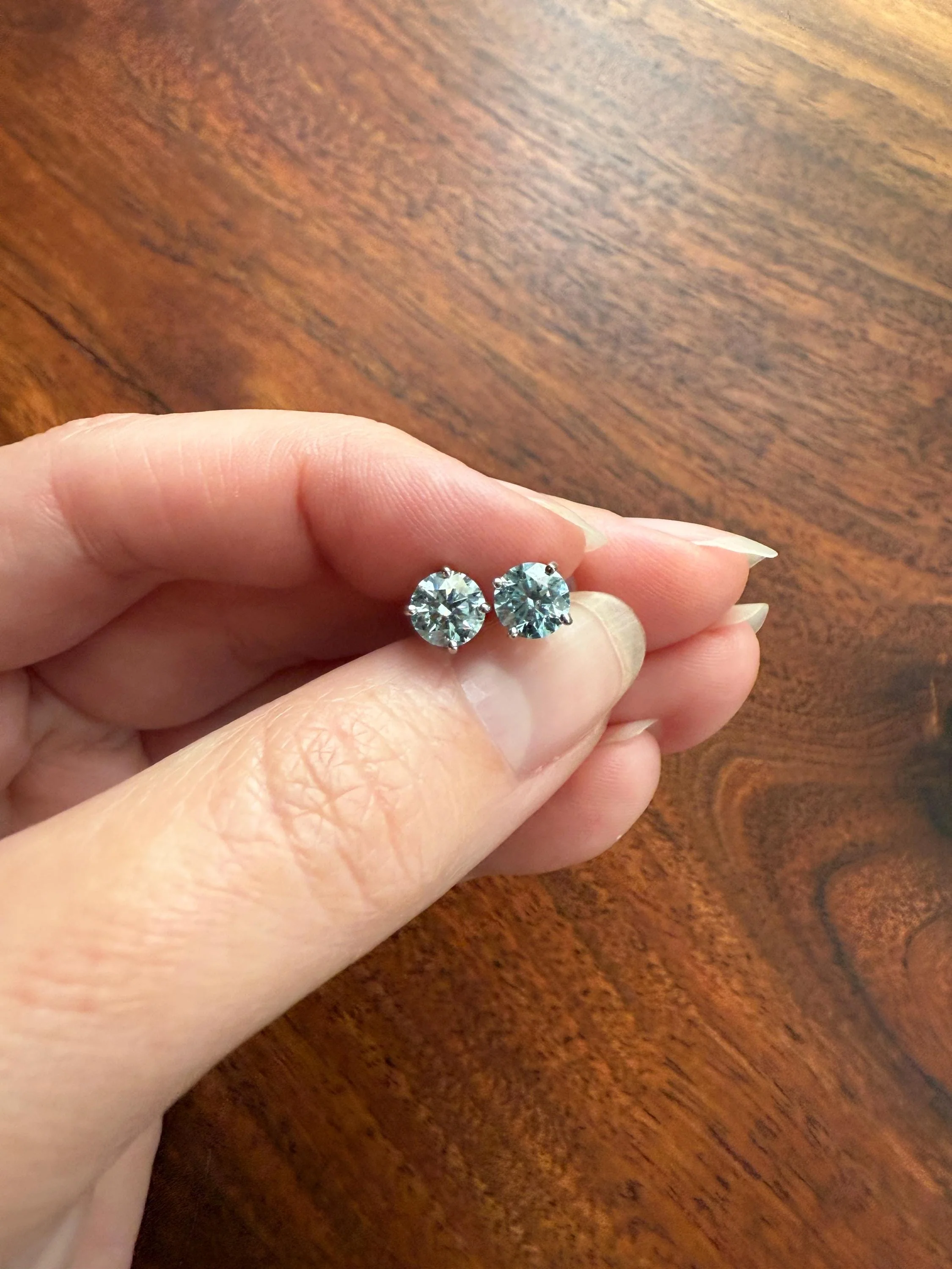 FIERY Fancy Intense Greenish Blue DIAMOND 1.2 Carat Tdw Stud Earrings Natural Enhanced w/ Certificates - Image 12