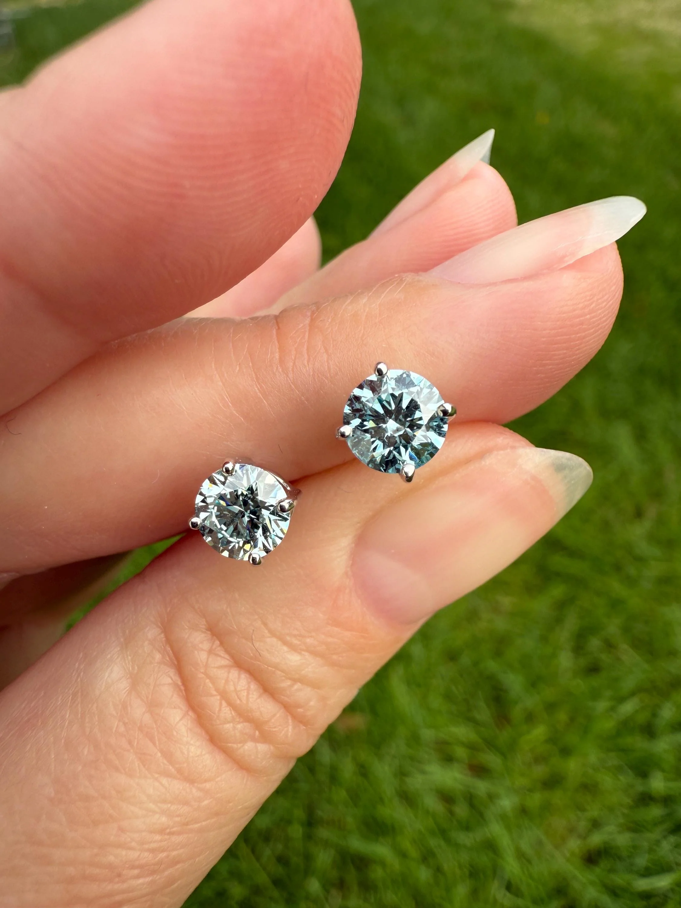 FIERY Fancy Intense Greenish Blue DIAMOND 1.2 Carat Tdw Stud Earrings Natural Enhanced w/ Certificates - Image 13