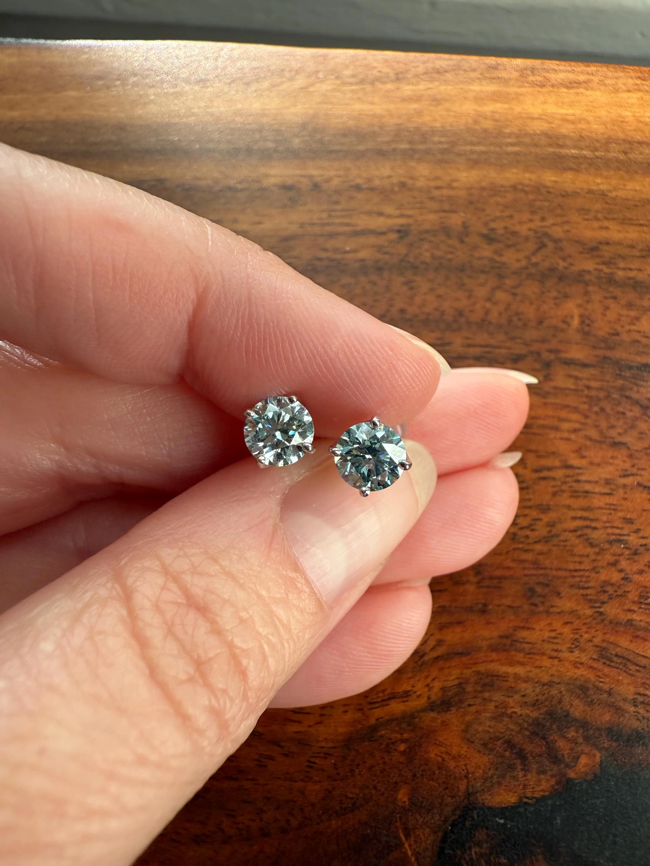 FIERY Fancy Intense Greenish Blue DIAMOND 1.2 Carat Tdw Stud Earrings Natural Enhanced w/ Certificates - Image 15