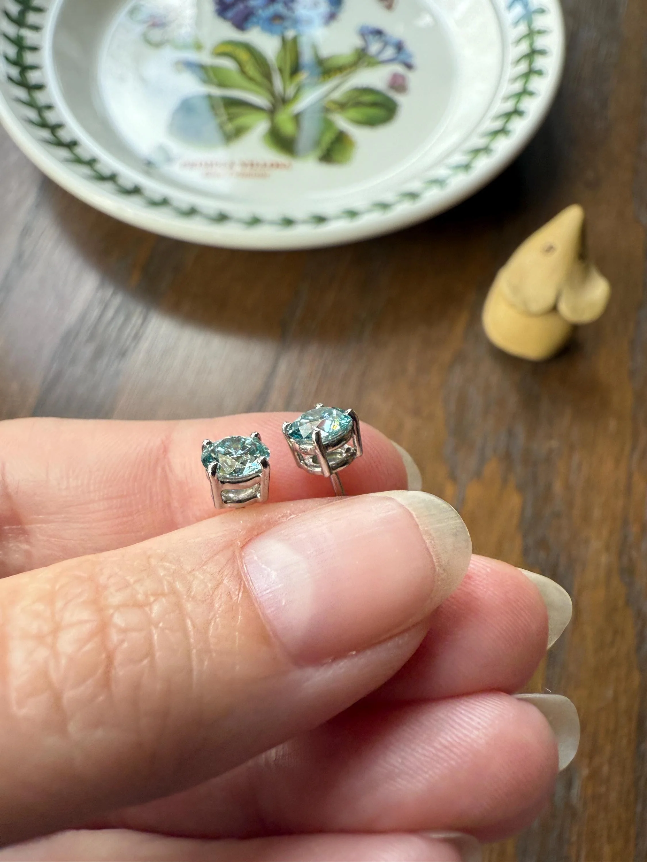 FIERY Fancy Intense Greenish Blue DIAMOND 1.2 Carat Tdw Stud Earrings Natural Enhanced w/ Certificates - Image 18
