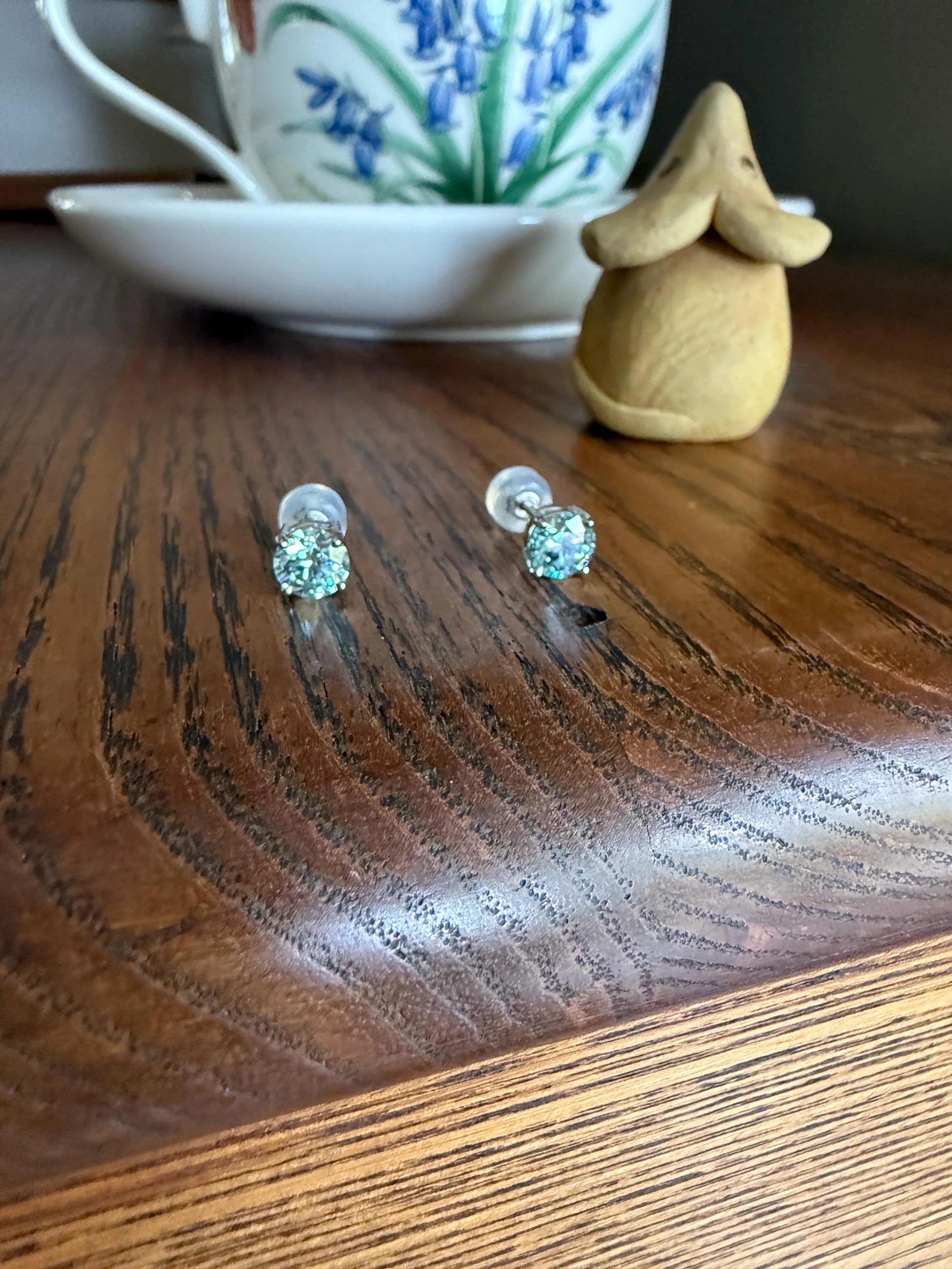 FIERY Fancy Intense Greenish Blue DIAMOND 1.2 Carat Tdw Stud Earrings Natural Enhanced w/ Certificates - Image 4