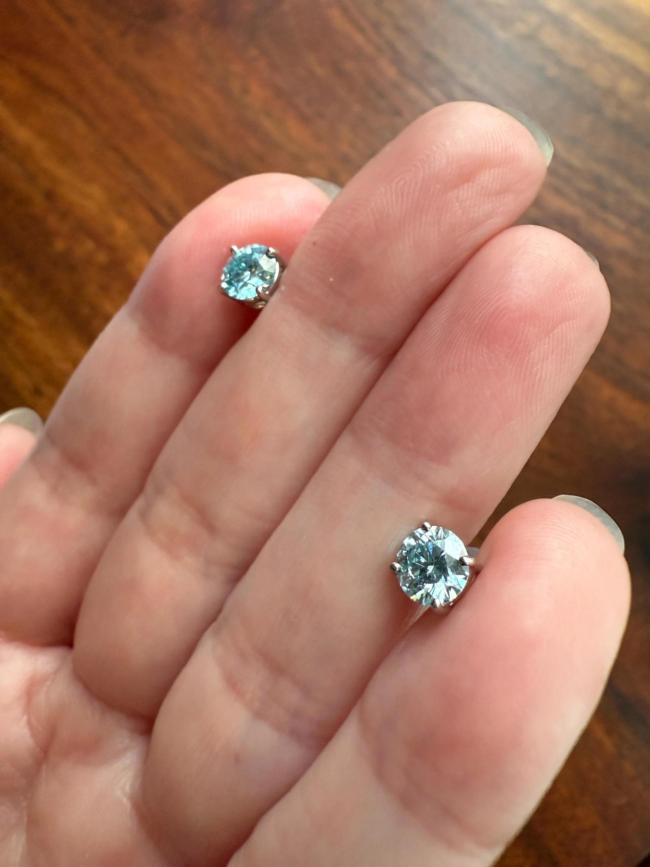 FIERY Fancy Intense Greenish Blue DIAMOND 1.2 Carat Tdw Stud Earrings Natural Enhanced w/ Certificates - Image 7