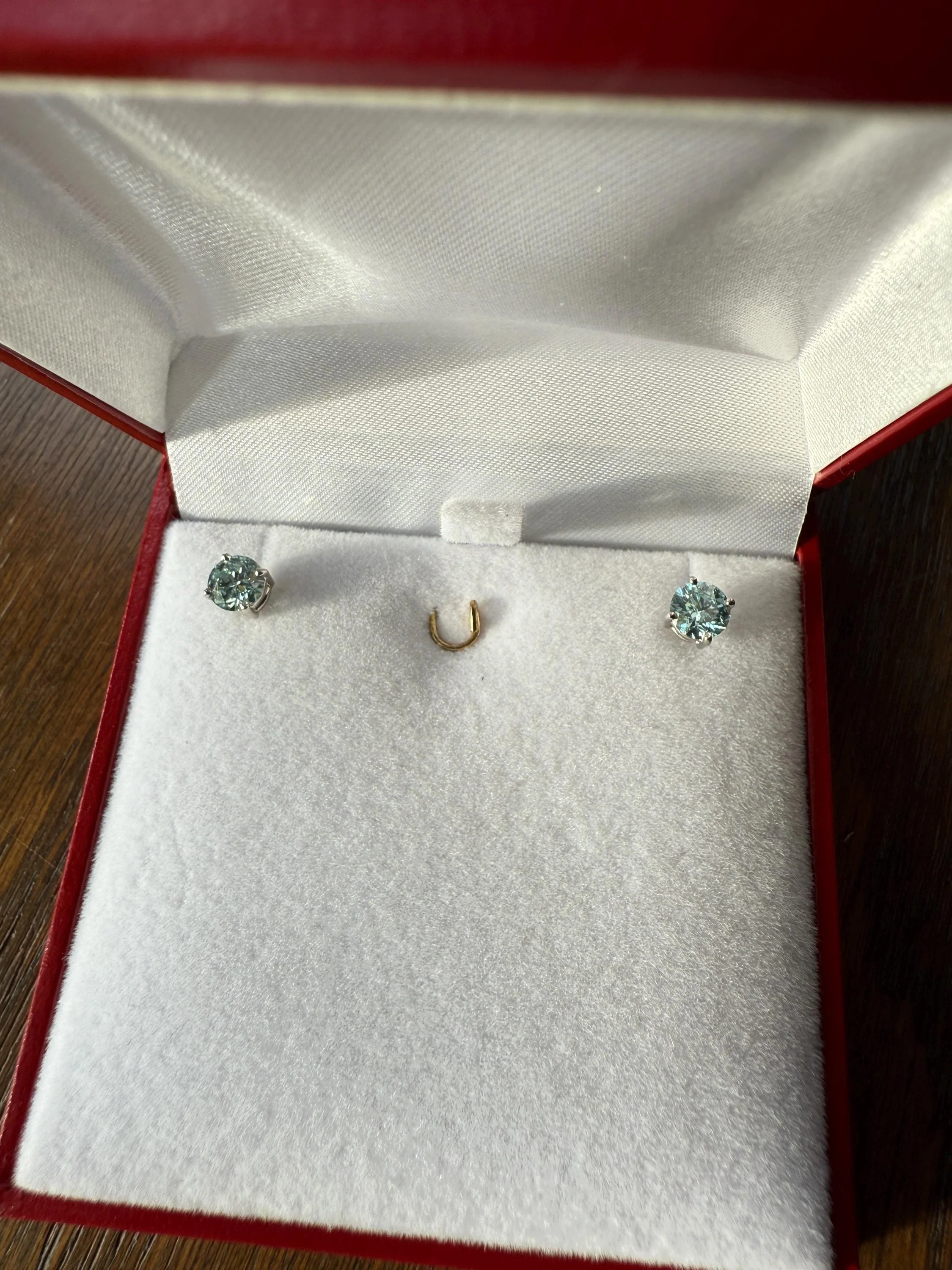 FIERY Fancy Intense Greenish Blue DIAMOND 1.2 Carat Tdw Stud Earrings Natural Enhanced w/ Certificates - Image 9